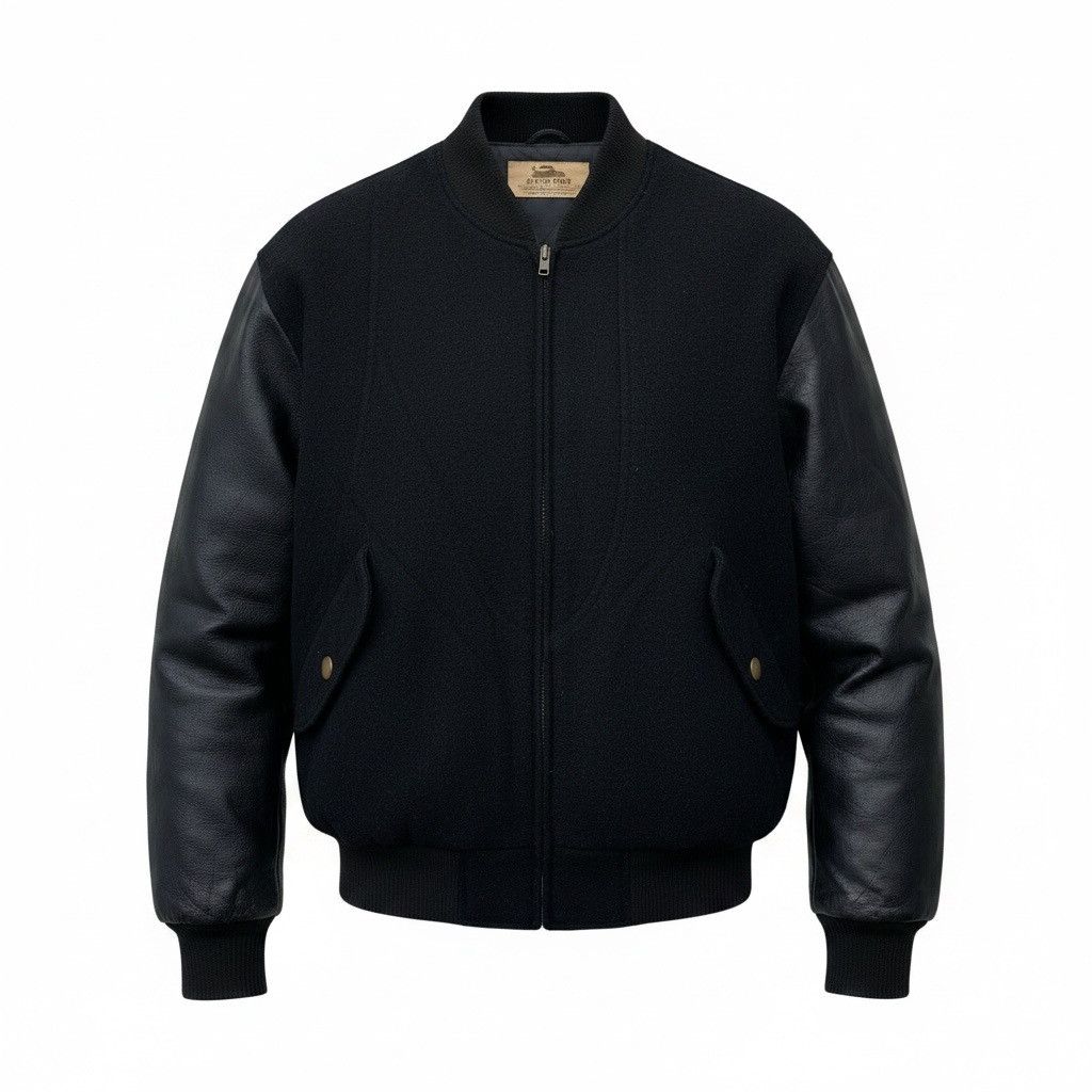 Issey Miyake 🔥Vintage 80's Steam Boat Japan Leather Sleeve Bomber Jacket Size US M / EU 48-50 / 2 - 1 Thumbnail