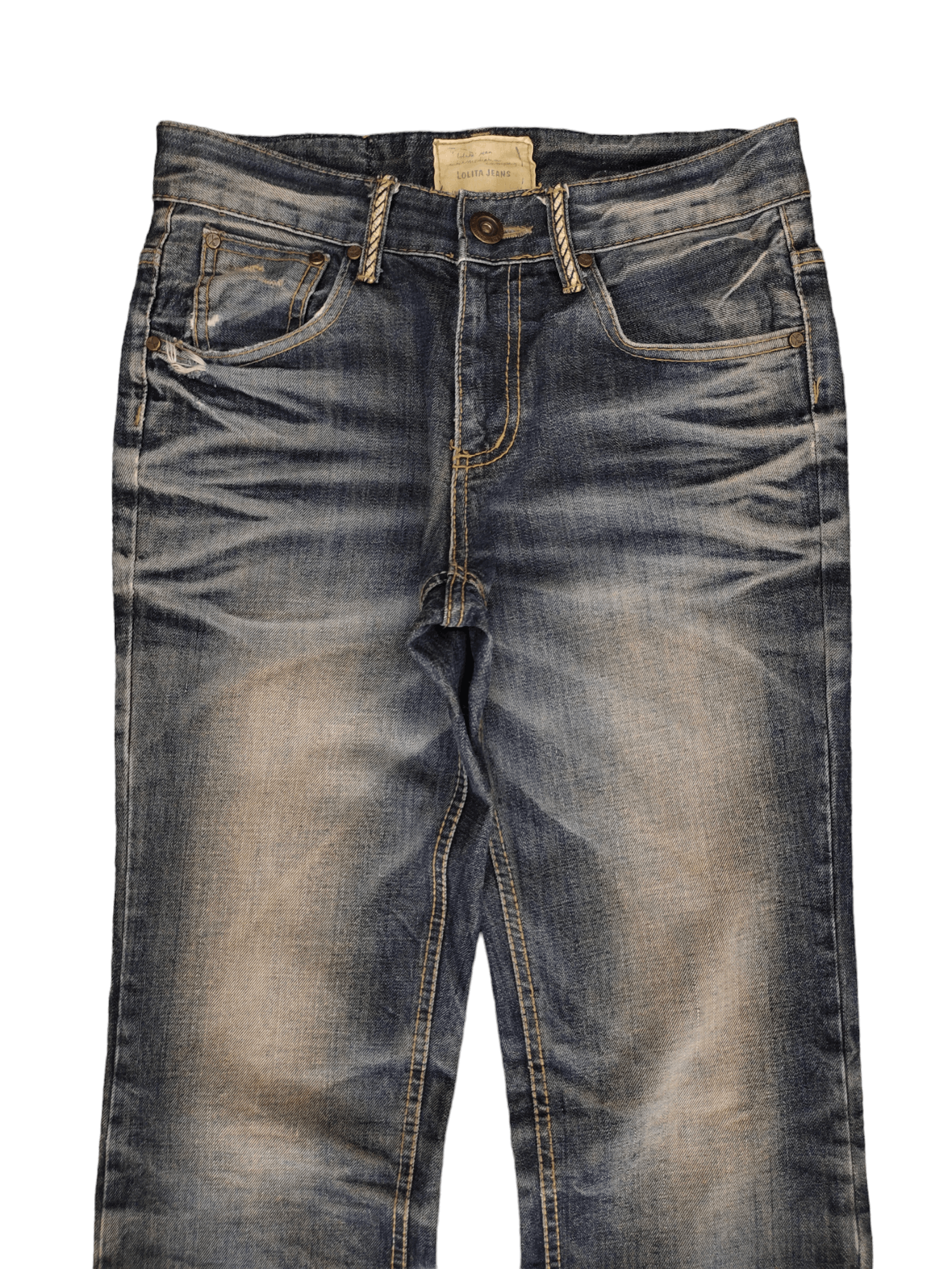 Japanese Brand Vintage Y2k Lolita Zipper Pocket Clawmark Faded Denim Jeans Size US 29 - 8 Thumbnail