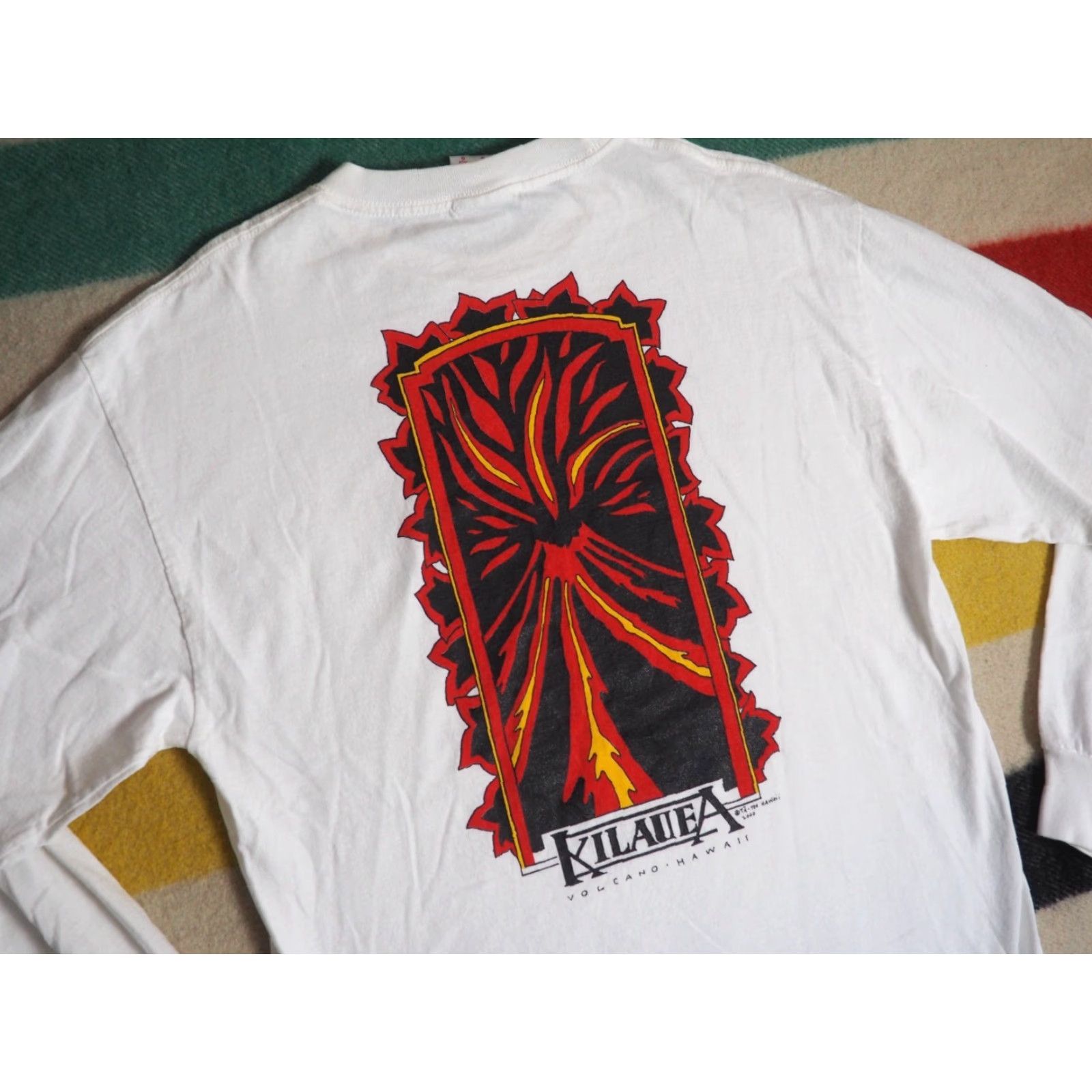 AAA VINTAGE AAA Kilauea Hawaii Volcano Travel Art White L/S Tee T-Shirt Mens L Size US L / EU 52-54 / 3 - 3 Thumbnail