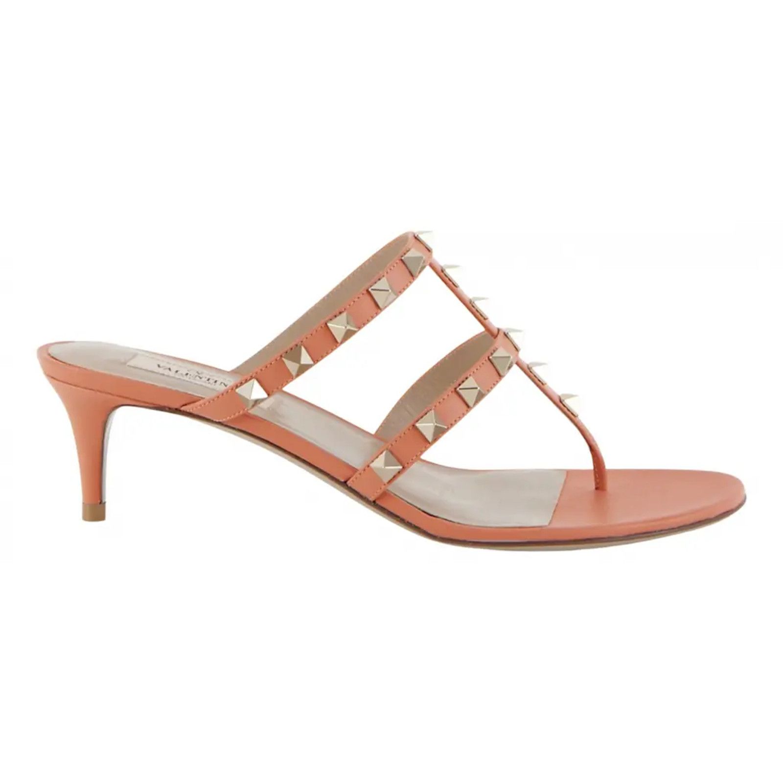Valentino Valentino Rockstud 50 Orange Thong Backless Strap Sandal Size US 9.5 / IT 39.5 - 1 Thumbnail
