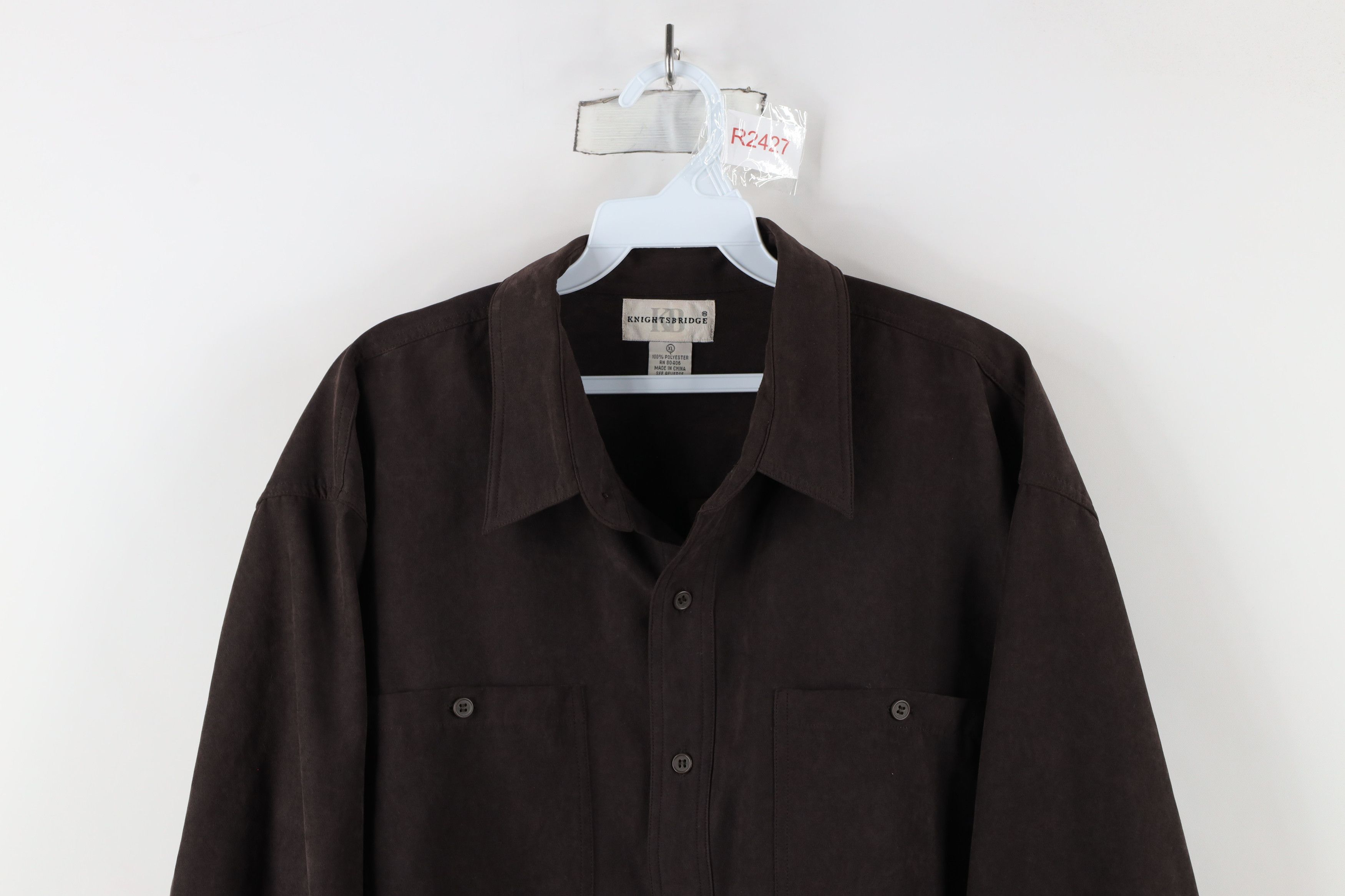 Vintage Vintage 90s Streetwear Collared Button Shirt Dark Brown Size US XL / EU 56 / 4 - 2 Thumbnail