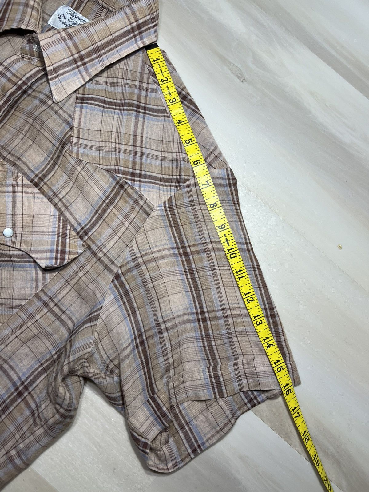 Other Silver Spur S/S Western Pearl Snap Shirt Sz 17 Tan & Blue Size US L / EU 52-54 / 3 - 5 Thumbnail