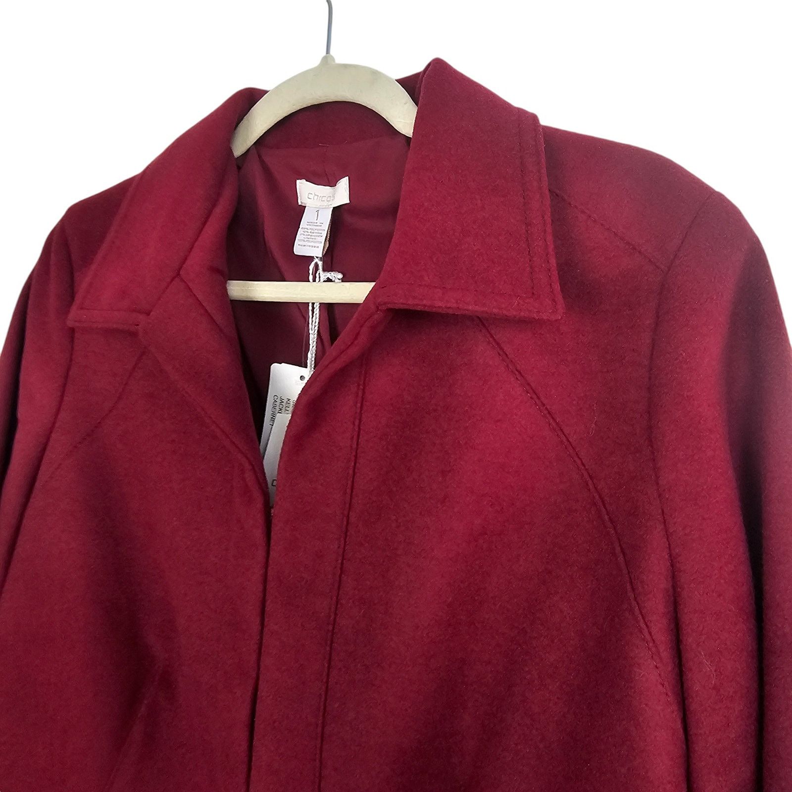 Chicos Chicos Womens Kelly Ann Smooth Plush Jacket 1 Med Burgundy Size M / US 6-8 / IT 42-44 - 5 Thumbnail