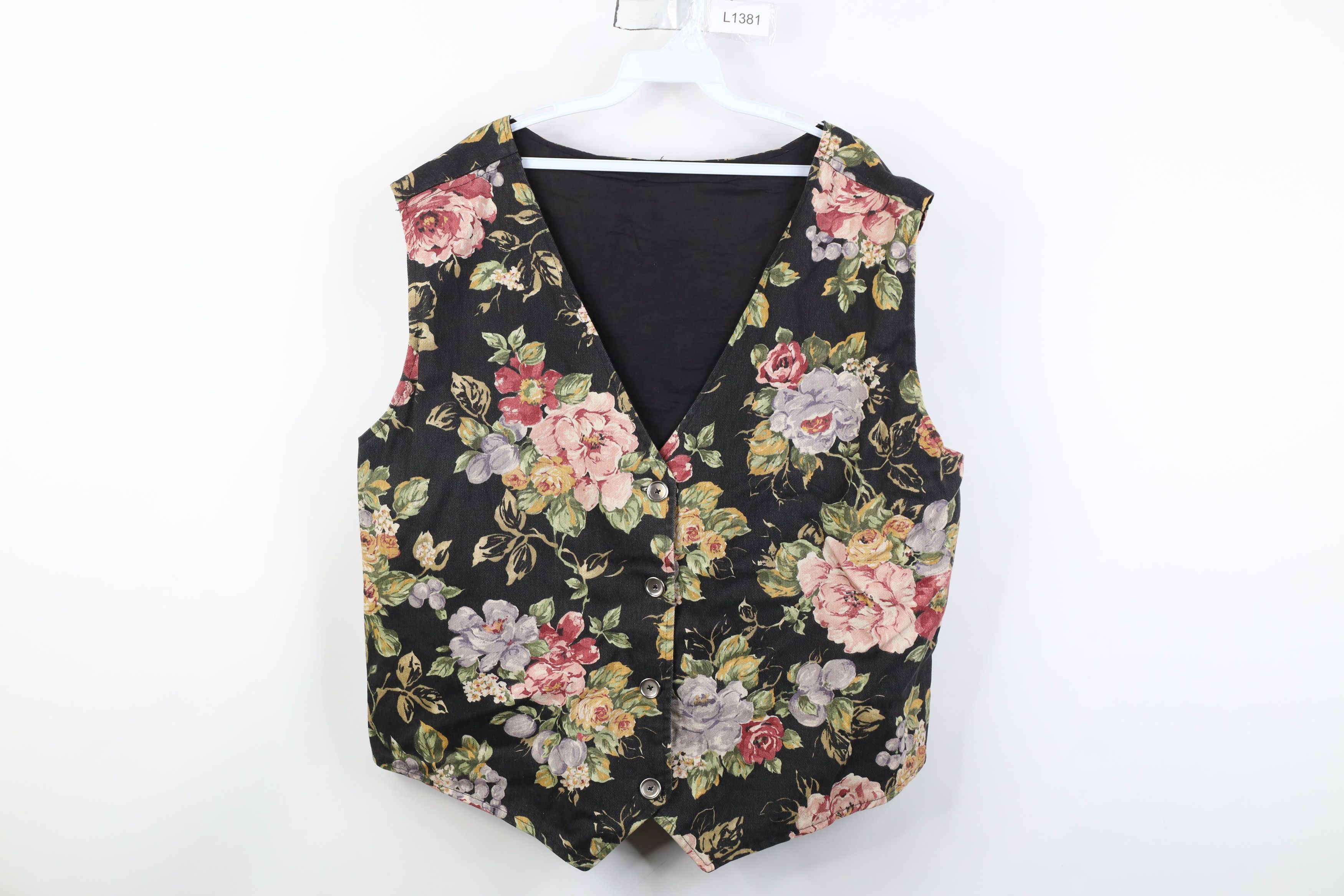 Vintage Vintage 90s Streetwear Flower Floral Button Vest Jacket Size XL / US 12-14 / IT 48-50 - 1 Thumbnail