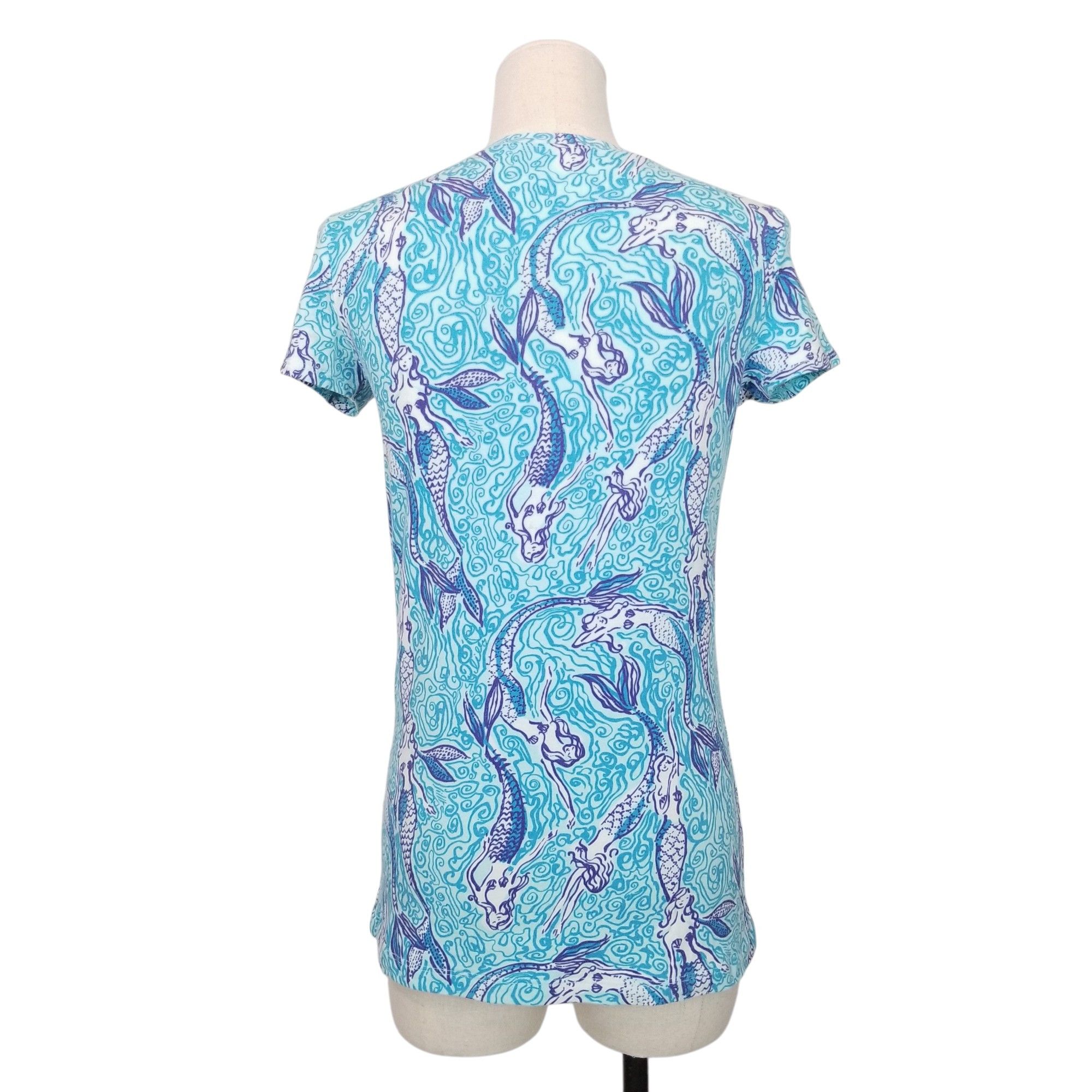 Lilly Pulitzer Short Sleeve Tee Nice Tail Mermaids Size XS / US 0-2 / IT 36-38 - 3 Thumbnail