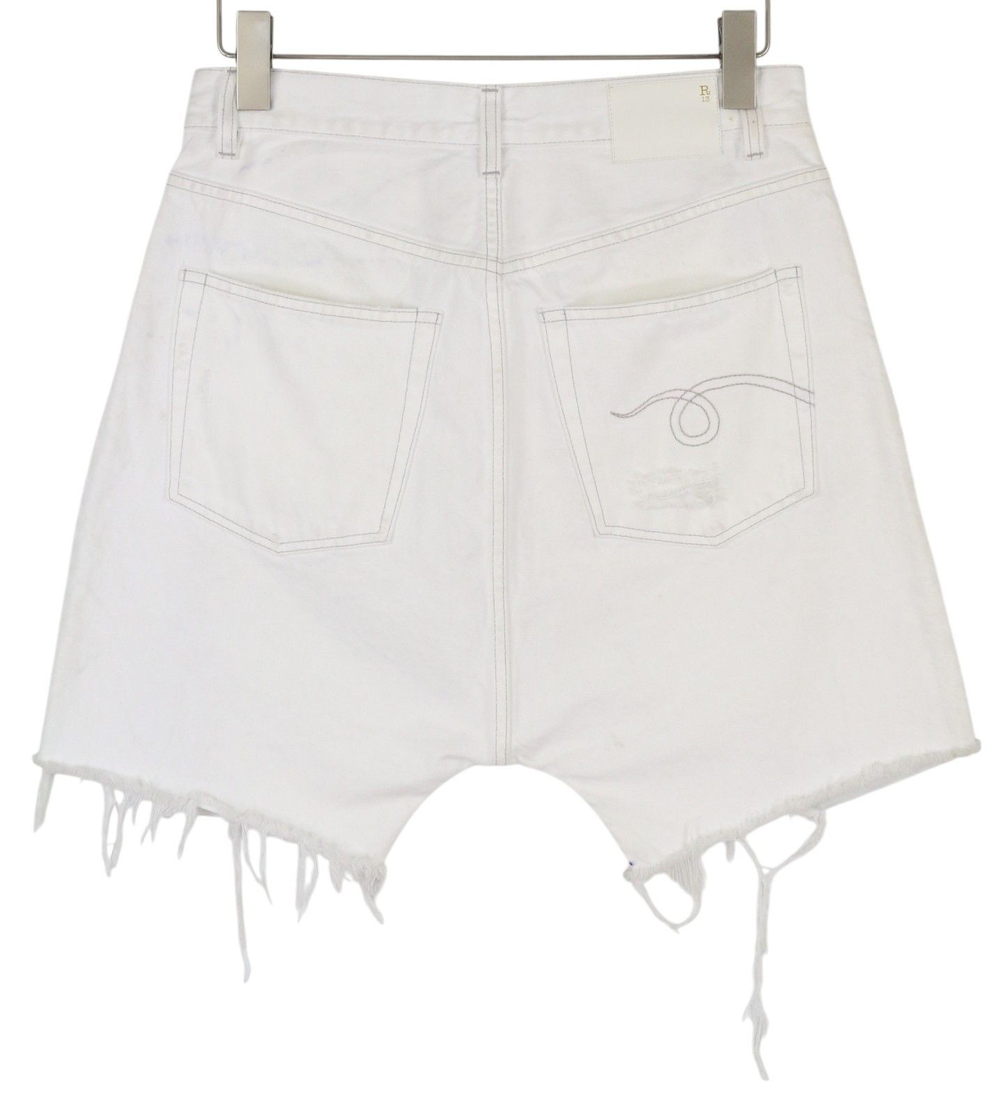 R13 MARKY DROP 27 Nico White Ripped Light Denim Shorts 86198 Size 27" / US 4 / IT 40 - 2 Thumbnail