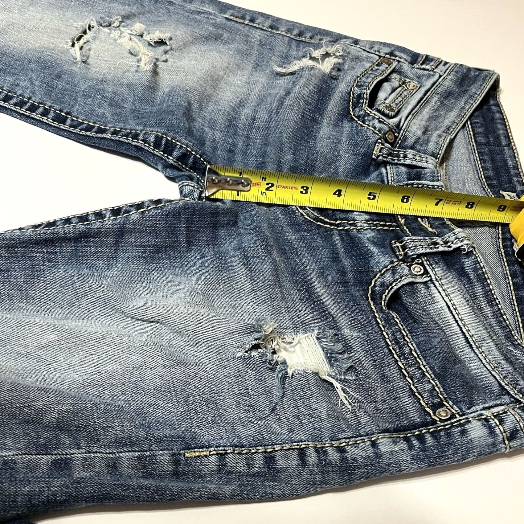 BKE BKE Stella Bootcut Jeans Blue Low Rise Denim 30 Inseam 32 Distressed Regular Rise Stretch 5-Pocket Womens Jeans Size 30" / US 8 / IT 44 - 4 Thumbnail