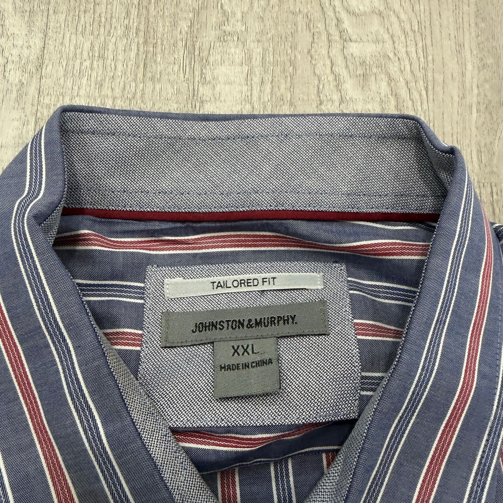 Johnston & Murphy Johnston & Murphy Button Shirt Men's 2XL Blue Red Striped Size US XXL / EU 58 / 5 - 4 Thumbnail