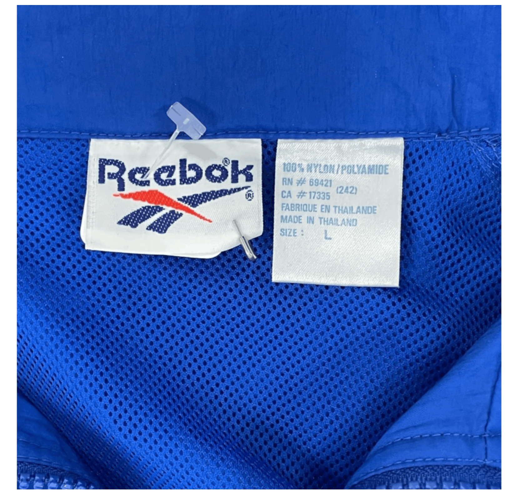 Reebok Vintage 1990s Reebok Blue Windbreaker Jacket Removable Hood Size US L / EU 52-54 / 3 - 3 Thumbnail