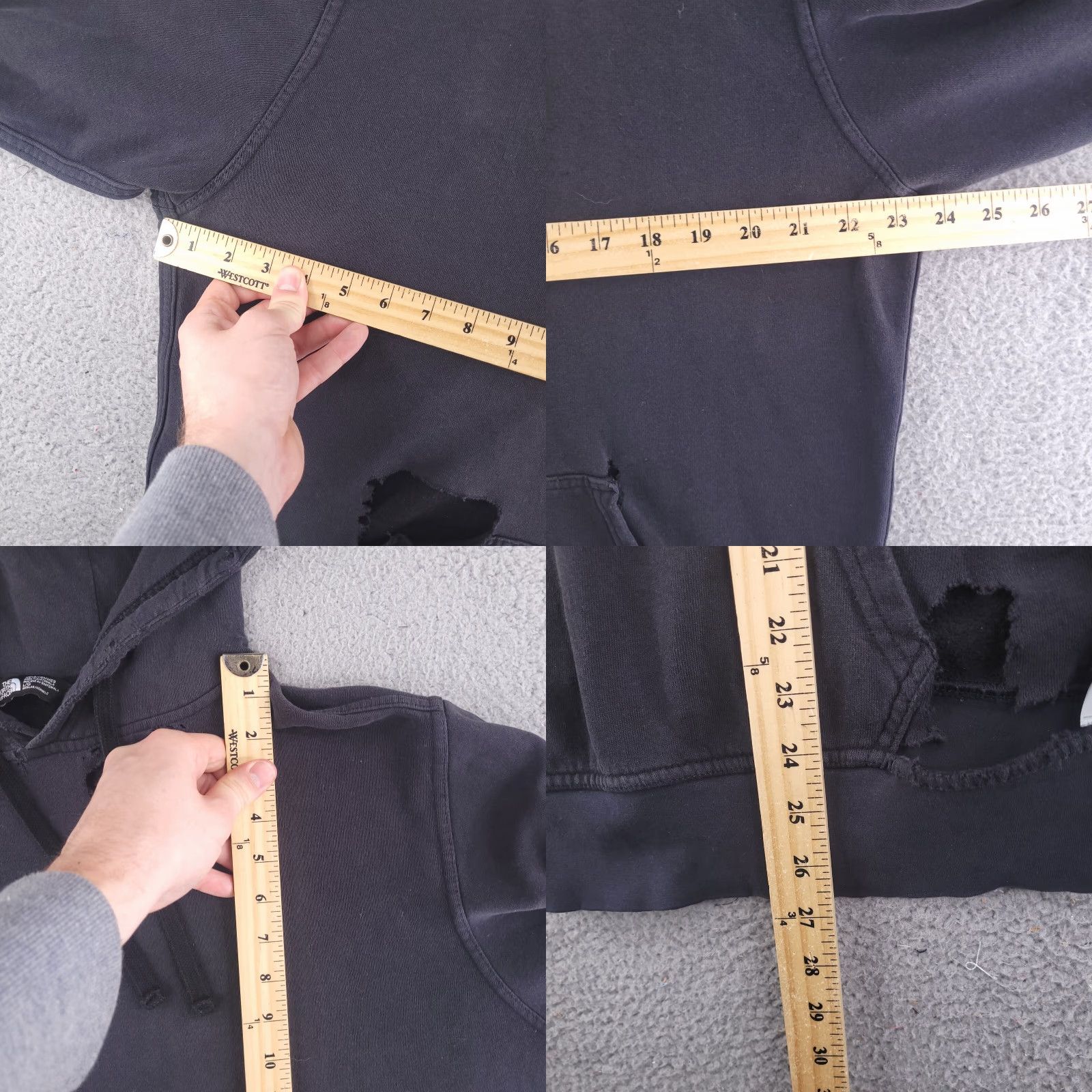 The North Face The North Face Hoodie Mens Large Black Grunge Distressed Ripped Sweatshirt Pullover Size US L / EU 52-54 / 3 - 8 Thumbnail