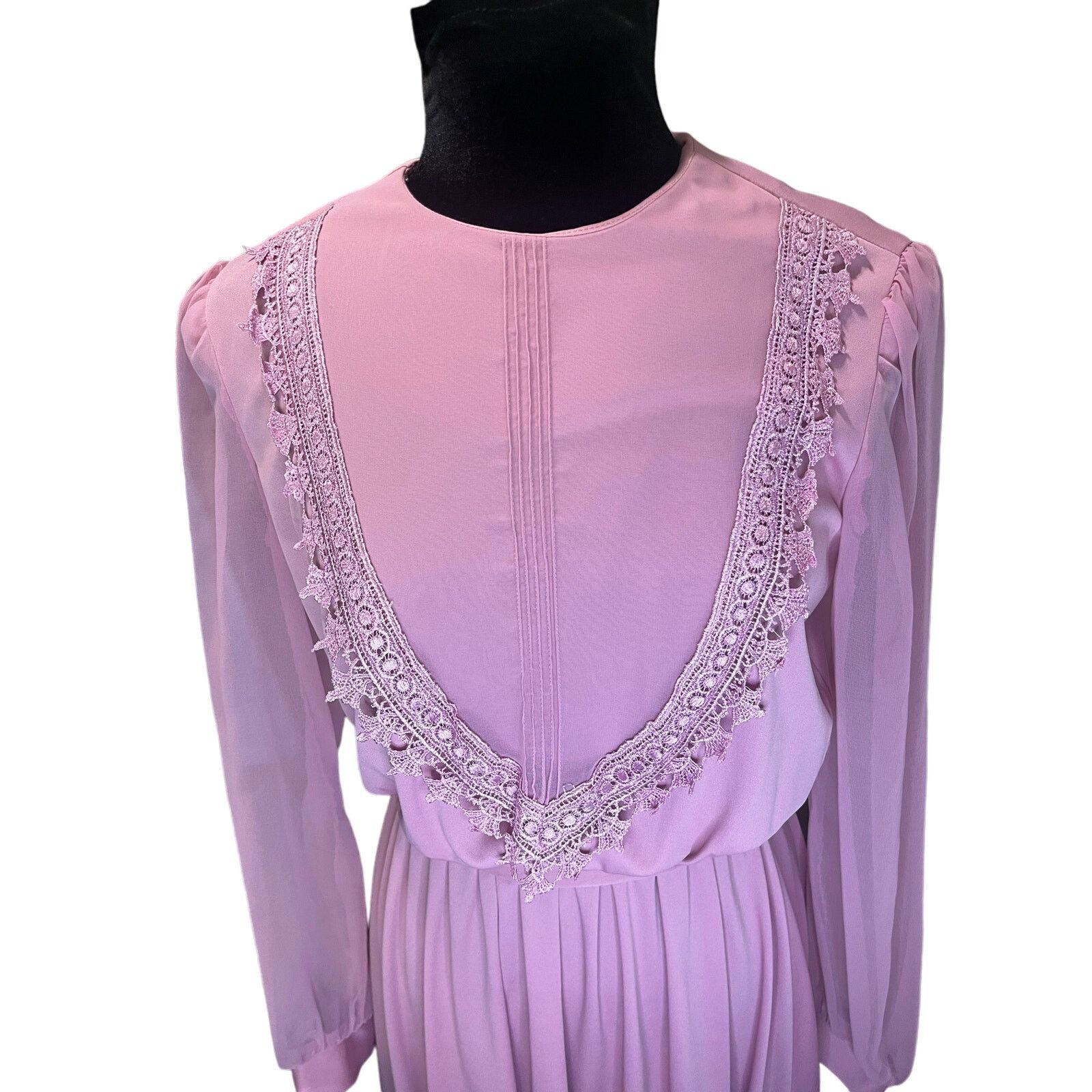 Vintage NWT Vintage 80s Amy Deb Mauve Pink Dress 16 XLarge Cottage Size XL / US 12-14 / IT 48-50 - 5 Thumbnail