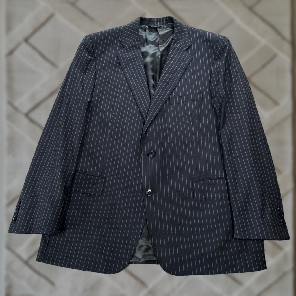 Brooks Brothers Brooks Brothers 1818 Suit Jacket Mens 46R Navy Blue Pinstripe Regular Fit Double-Vented Wool Classic Preppy Size 46R - 1 Thumbnail