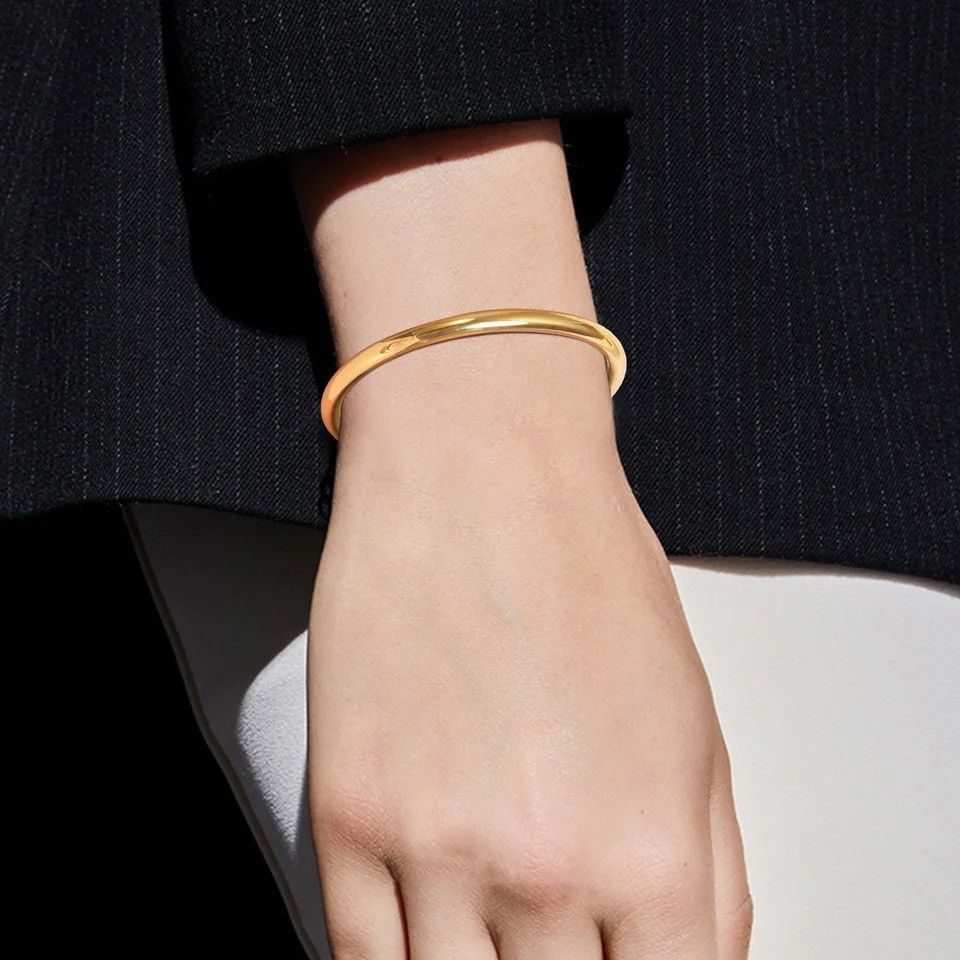 Other 5mm Bold Gold Color Metal Cuff Bracelet Size ONE SIZE - 3 Thumbnail