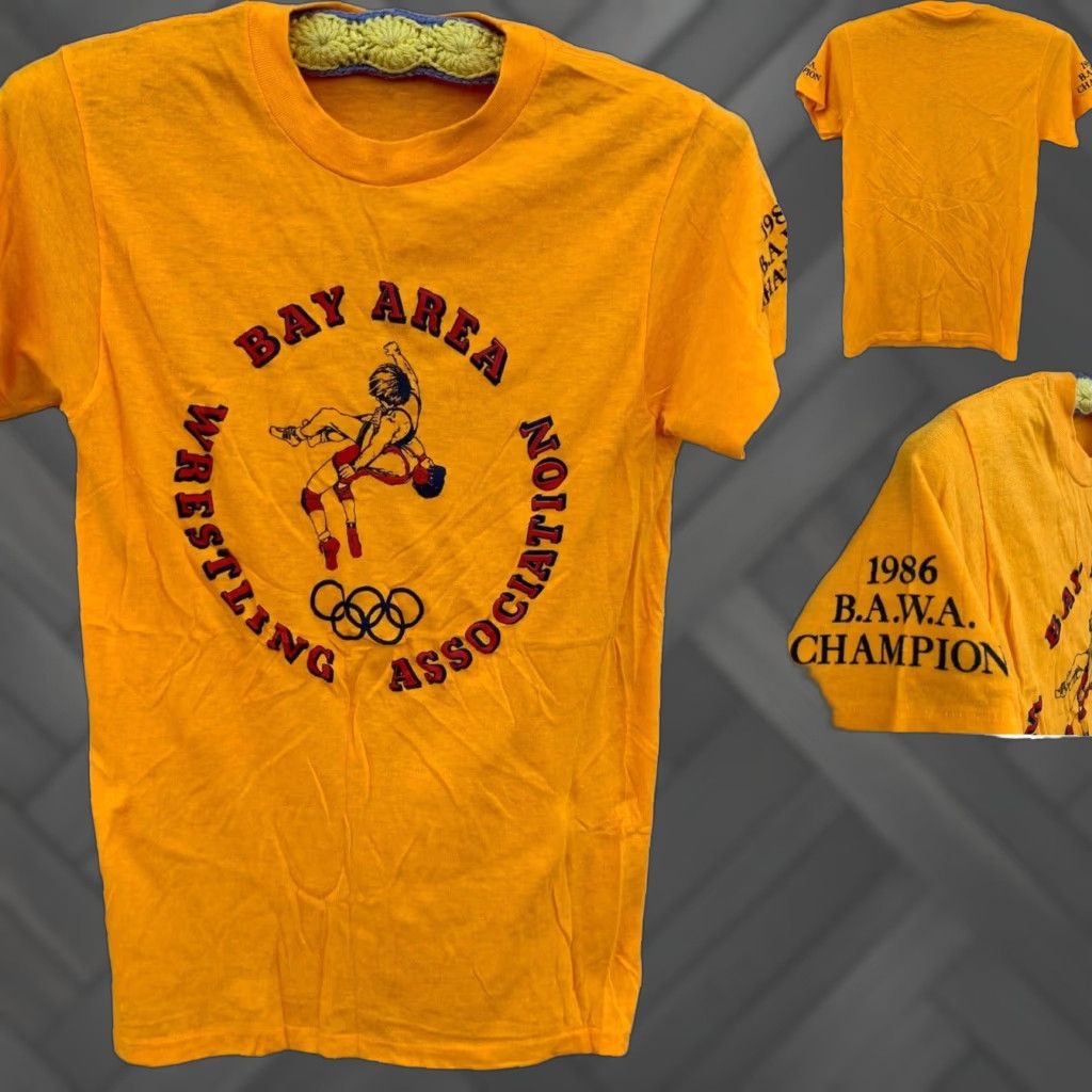 Champion VINTAGE BAWA Champion Bay Area Wrestling Association t shirt Shirt XS S Yellow 80s Sports Men Size US S / EU 44-46 / 1 - 1 Thumbnail