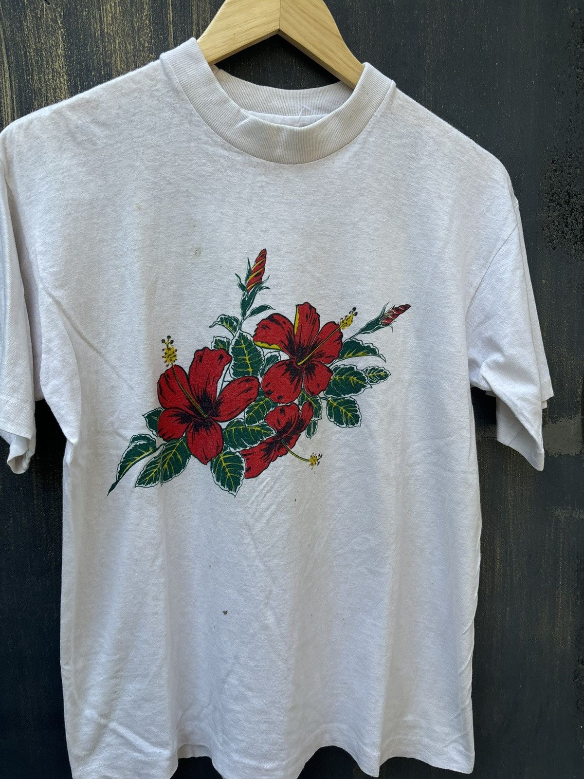 Vintage RARE! Vintage 80’s Flower Tee Art Hibiscus Size US M / EU 48-50 / 2 - 1 Thumbnail