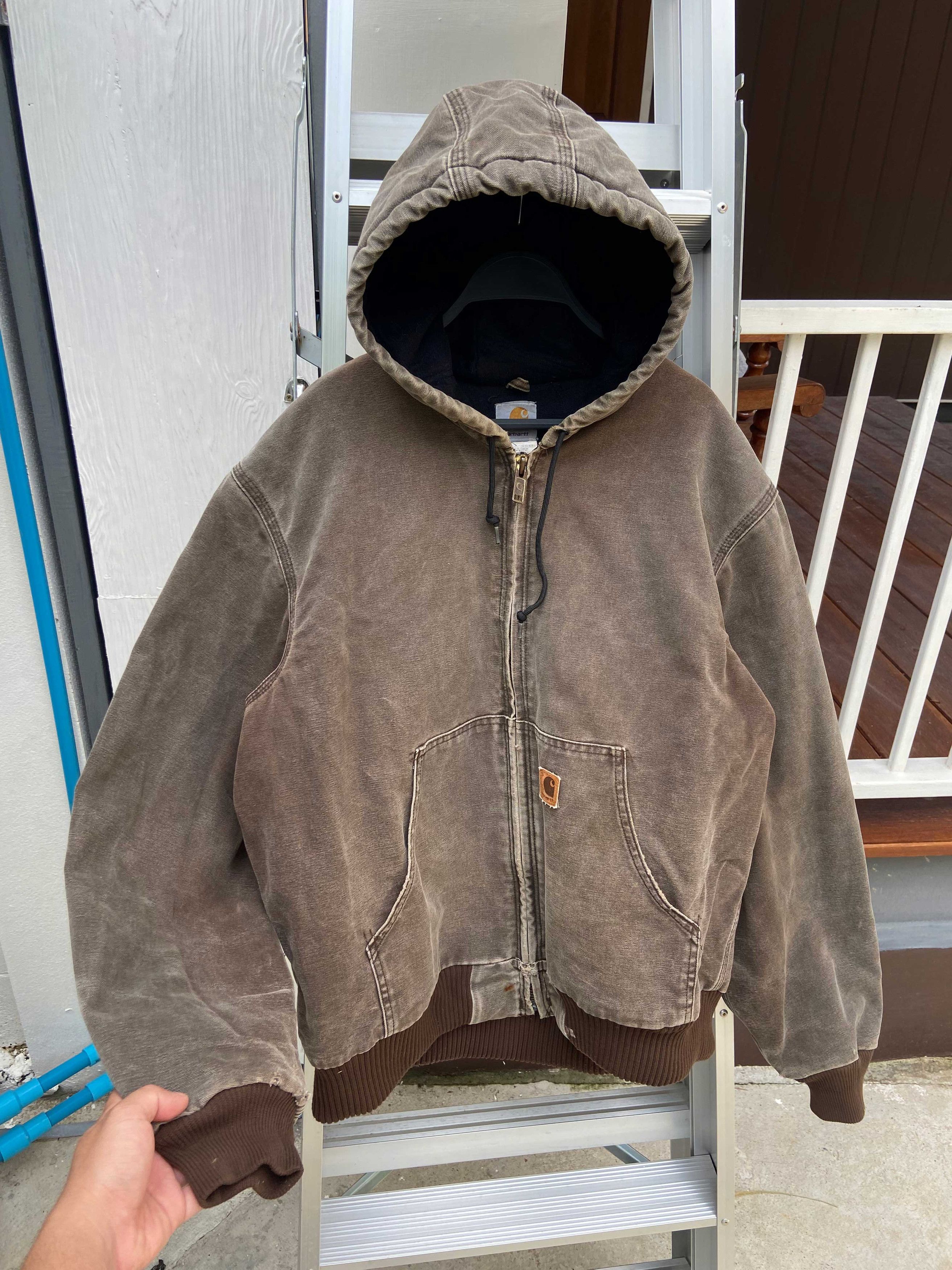 Vintage Vintage Faded Brown Carhartt Zip up hoodie jacket Size US L / EU 52-54 / 3 - 6 Thumbnail