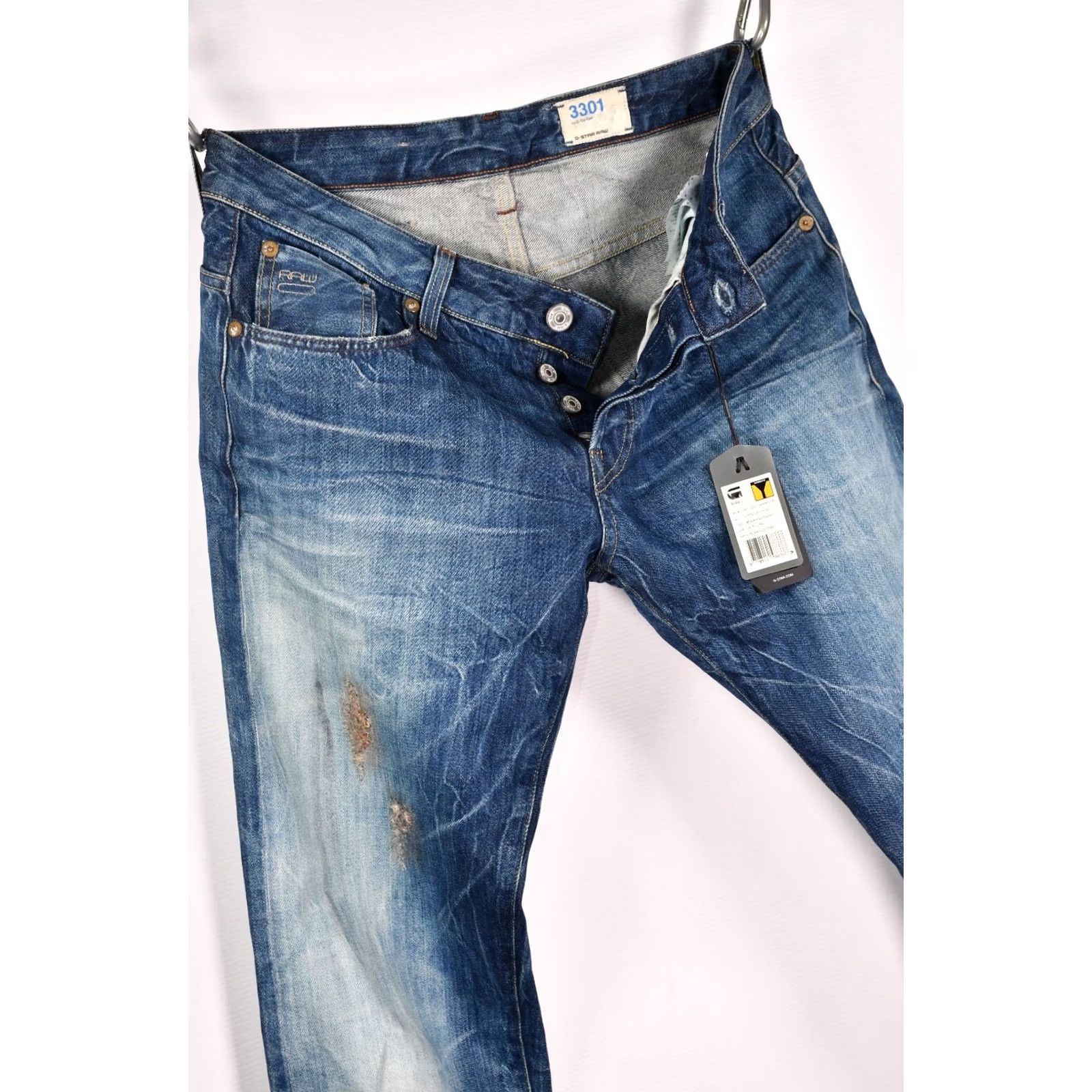 G-Star G-Star Raw 3301 Low Tapered RL Ravage Denim Selvedge Red Listing Jea ns W31/L34 Men Blue Cotton 100% 34in Inseam Vintage-Style? Size US 31 - 4 Thumbnail
