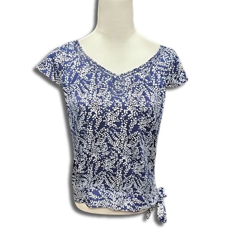 Banana Republic Banana Republic Blouse Short Sleeves Side Tie Blue White XS Size XS / US 0-2 / IT 36-38 - 1 Thumbnail