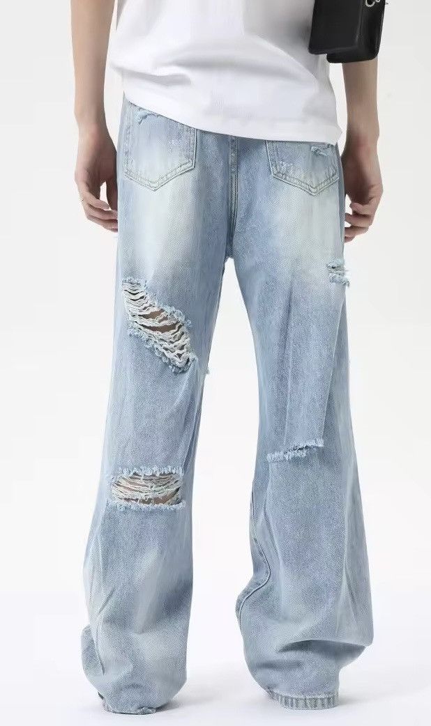 Japanese Brand × Vintage Y2K Ripped Hole Baggy Jean Size US 31 - 4 Thumbnail