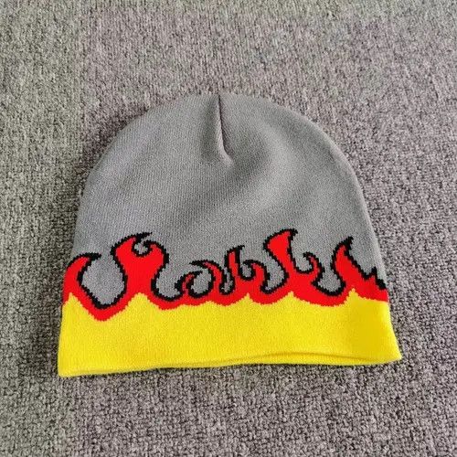 Other Cartoon Flames No Cuff Beanie Hat Grey Color Size ONE SIZE - 2 Thumbnail