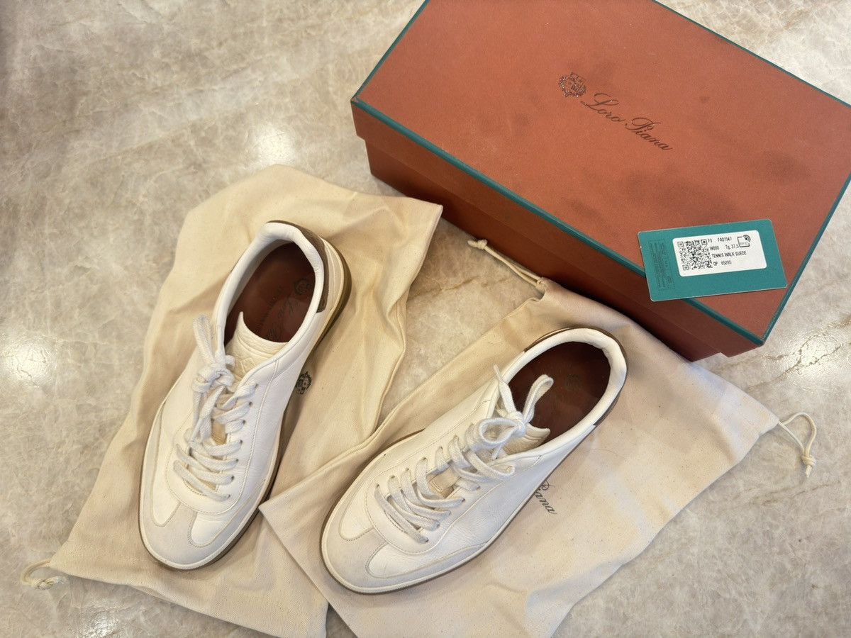 Loro Piana Loro piano - tennis walk suede trimmed leather sneakers Size US 6 / IT 36 - 1 Thumbnail