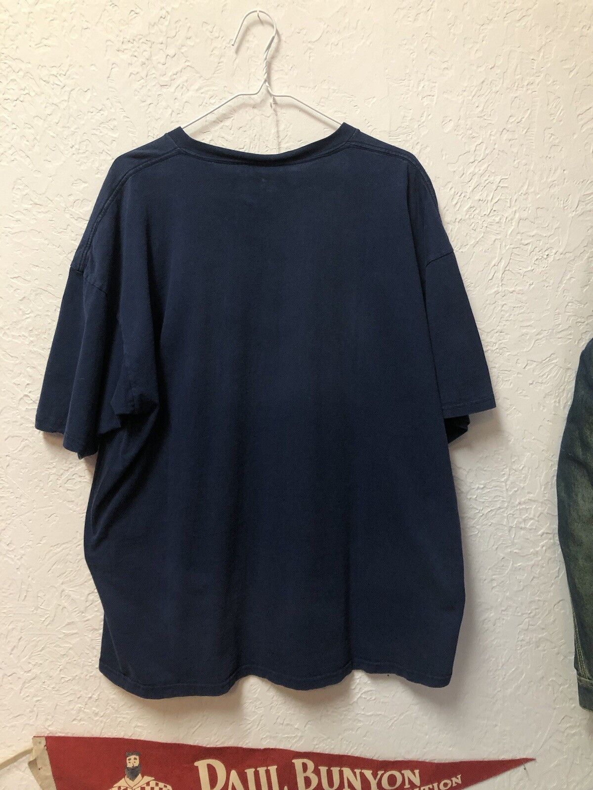 Nike × Vintage Vintage Nike T Shirt Swoosh Check Faded Navy 90s Y2K XXL Size US XXL / EU 58 / 5 - 5 Thumbnail
