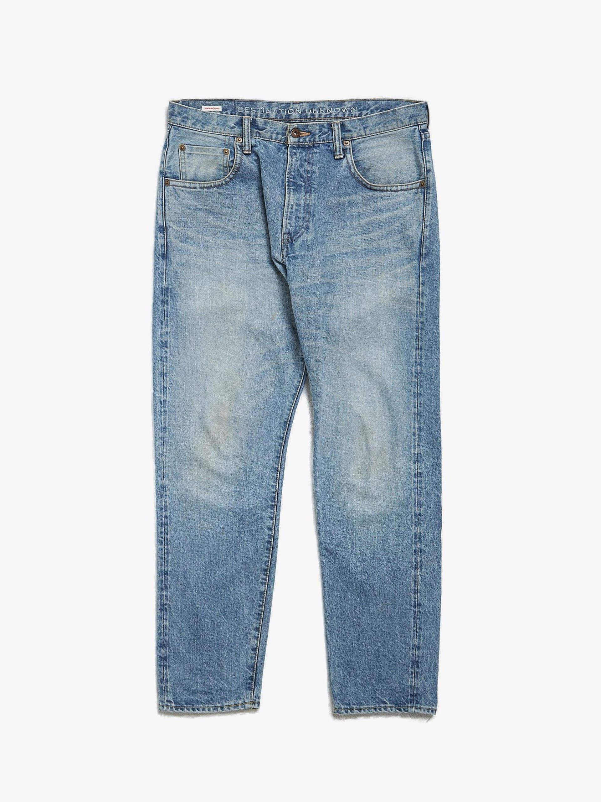 image of Liberaiders Light Blue Washed Cotton Denim Jeans, Men's (Size 33)