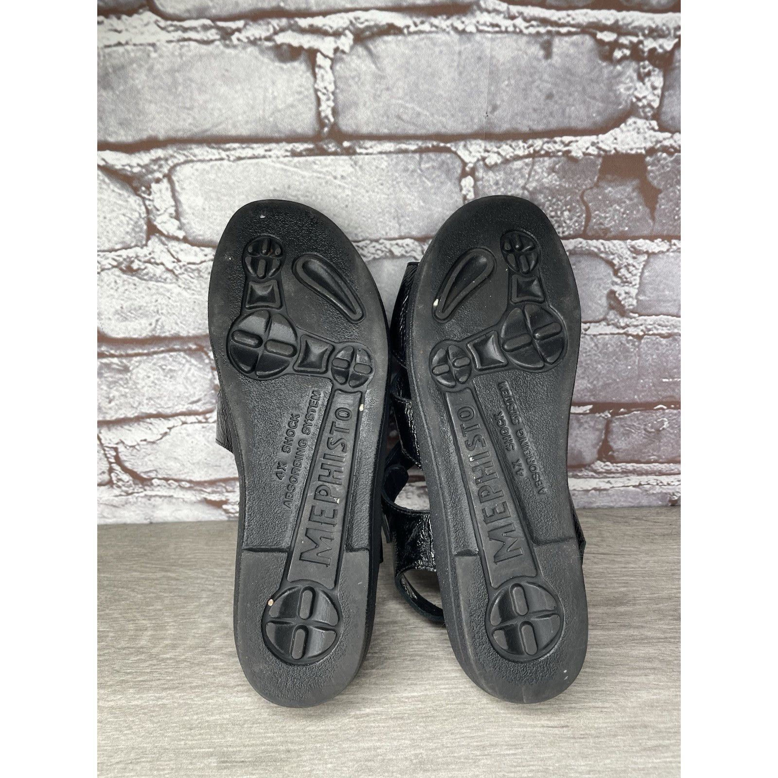 Mephisto Mephisto Black Patent Leather Strappy Low Wedge Sandals Wome Size US 10 / IT 40 - 16 Thumbnail