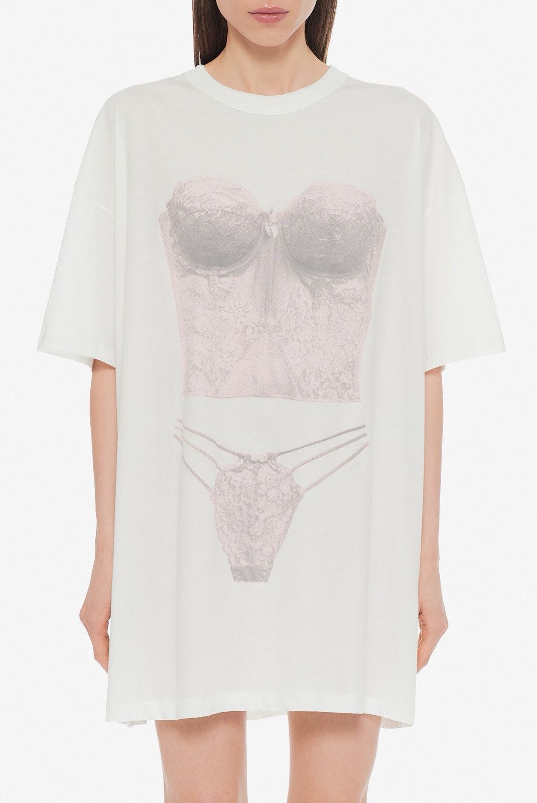 Vaquera Vaquera Trompe L’Oeil Tall Bra Print T-Shirt Off-White Size M / US 6-8 / IT 42-44 - 1 Thumbnail