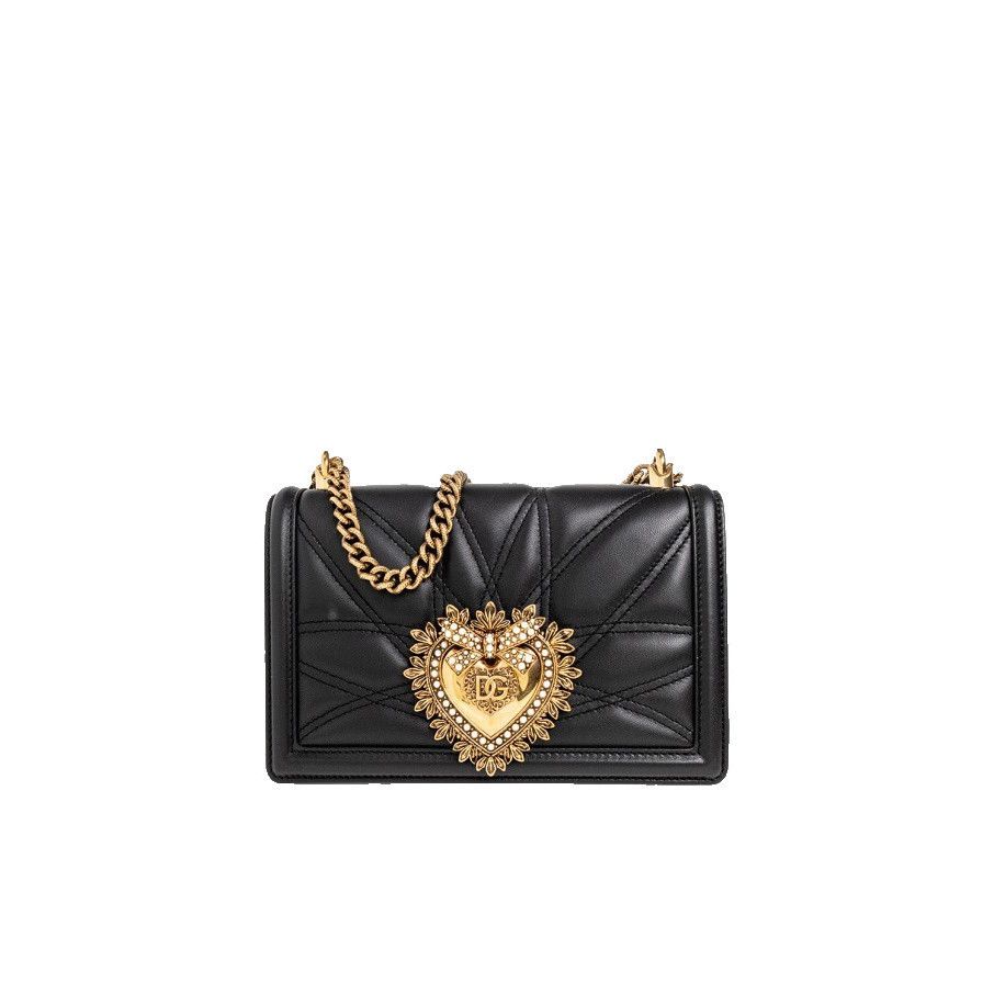Dolce & Gabbana DOLCE&GABBANA Devotion Medium Black Leather Shoulder Bag New Size ONE SIZE - 1 Thumbnail