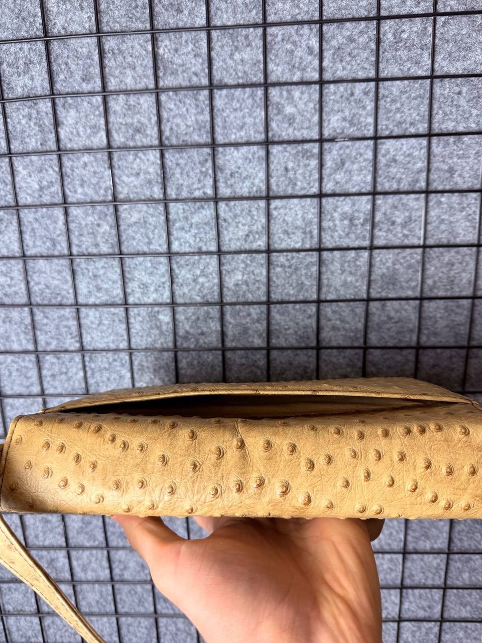 Leather Classic Beige 1990 OSTRICH Skin Handbag Coin Purse Size ONE SIZE - 10 Thumbnail