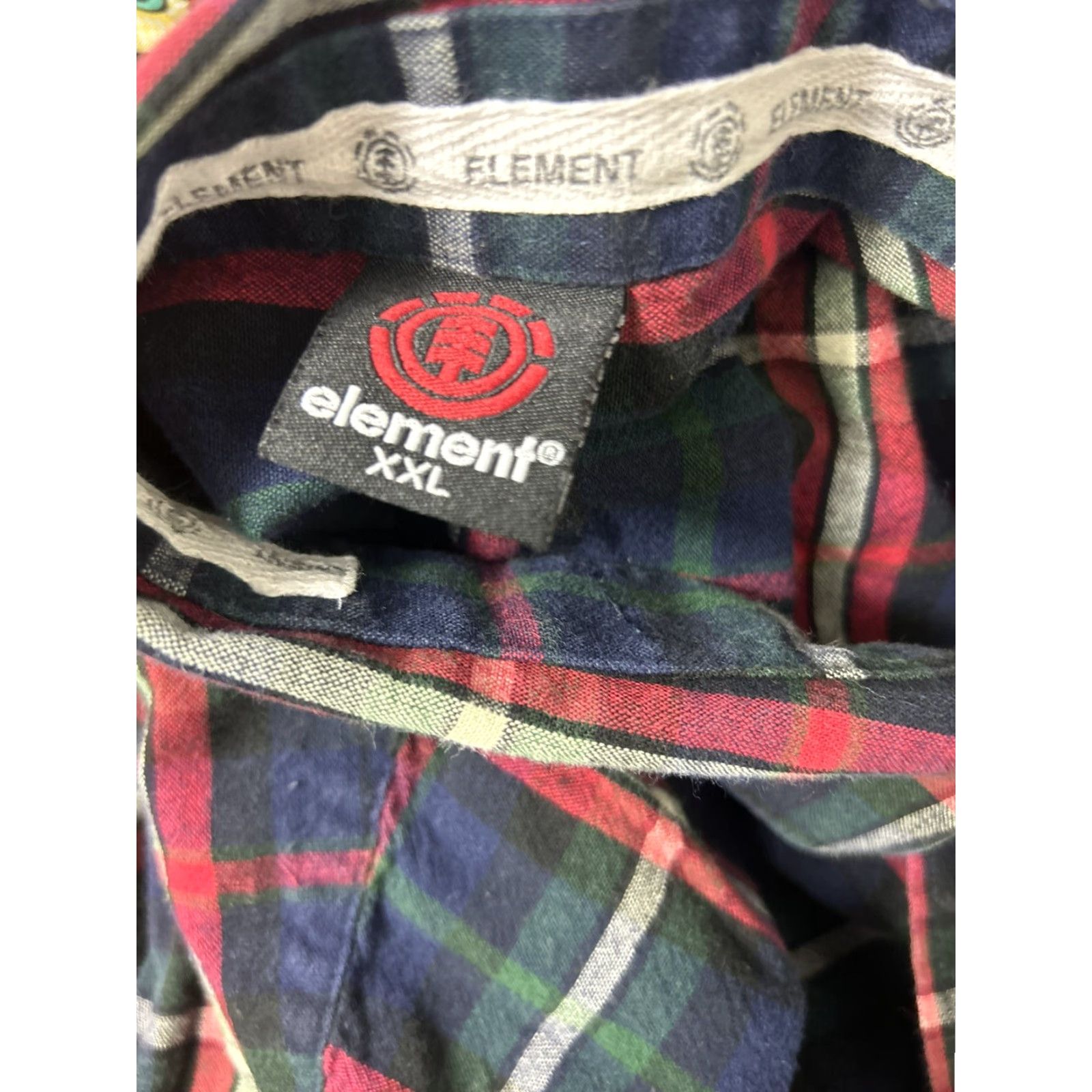 Element Element Shirt Mens 2XL Button-Up Plaid Lightweight Flannel Cotton Green Red Blue Size US XXL / EU 58 / 5 - 3 Thumbnail