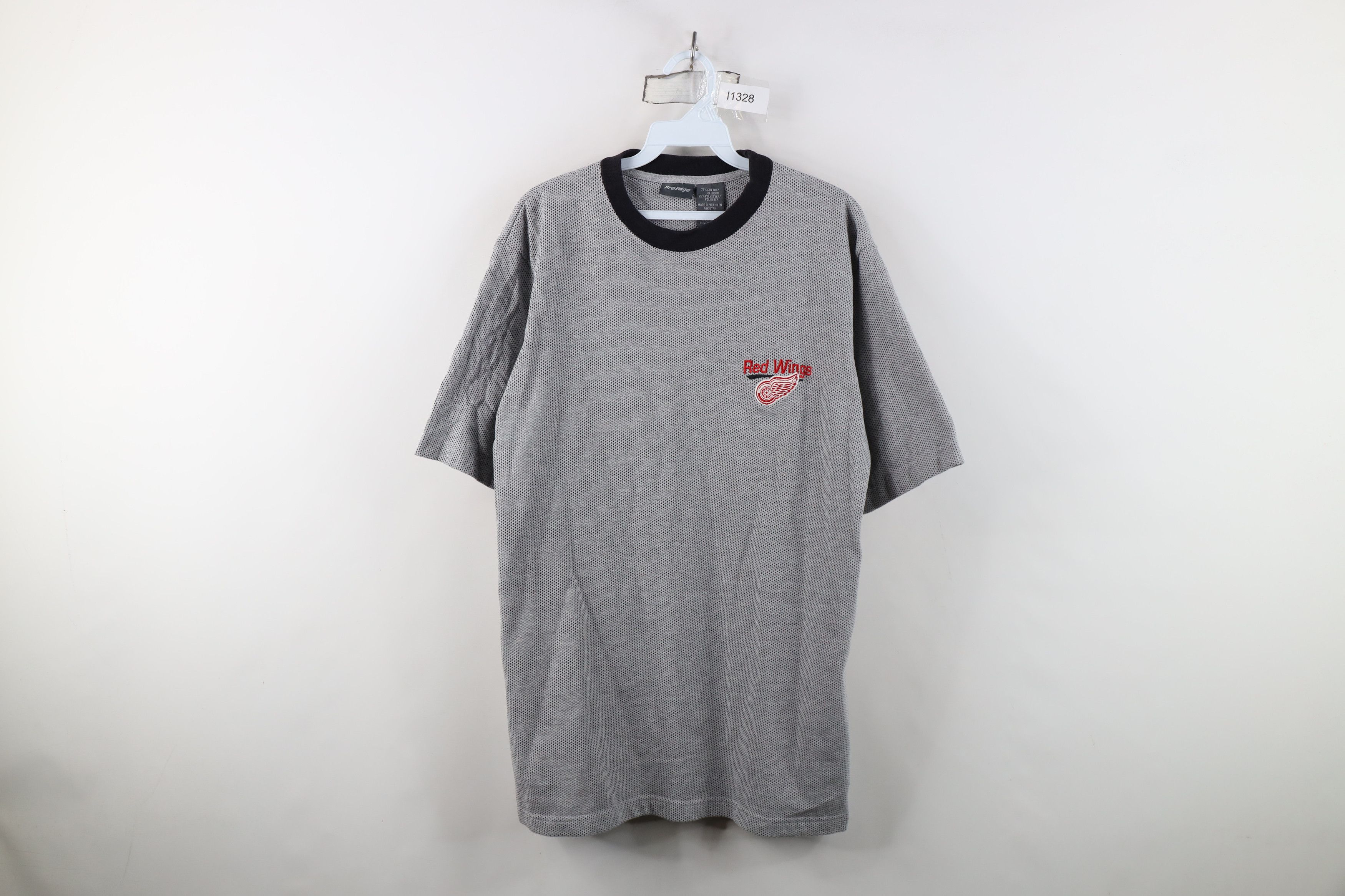 Vintage Vintage 90s Y2K Detroit Red Wings Hockey Knit T-Shirt Gray Size US M / EU 48-50 / 2 - 1 Thumbnail