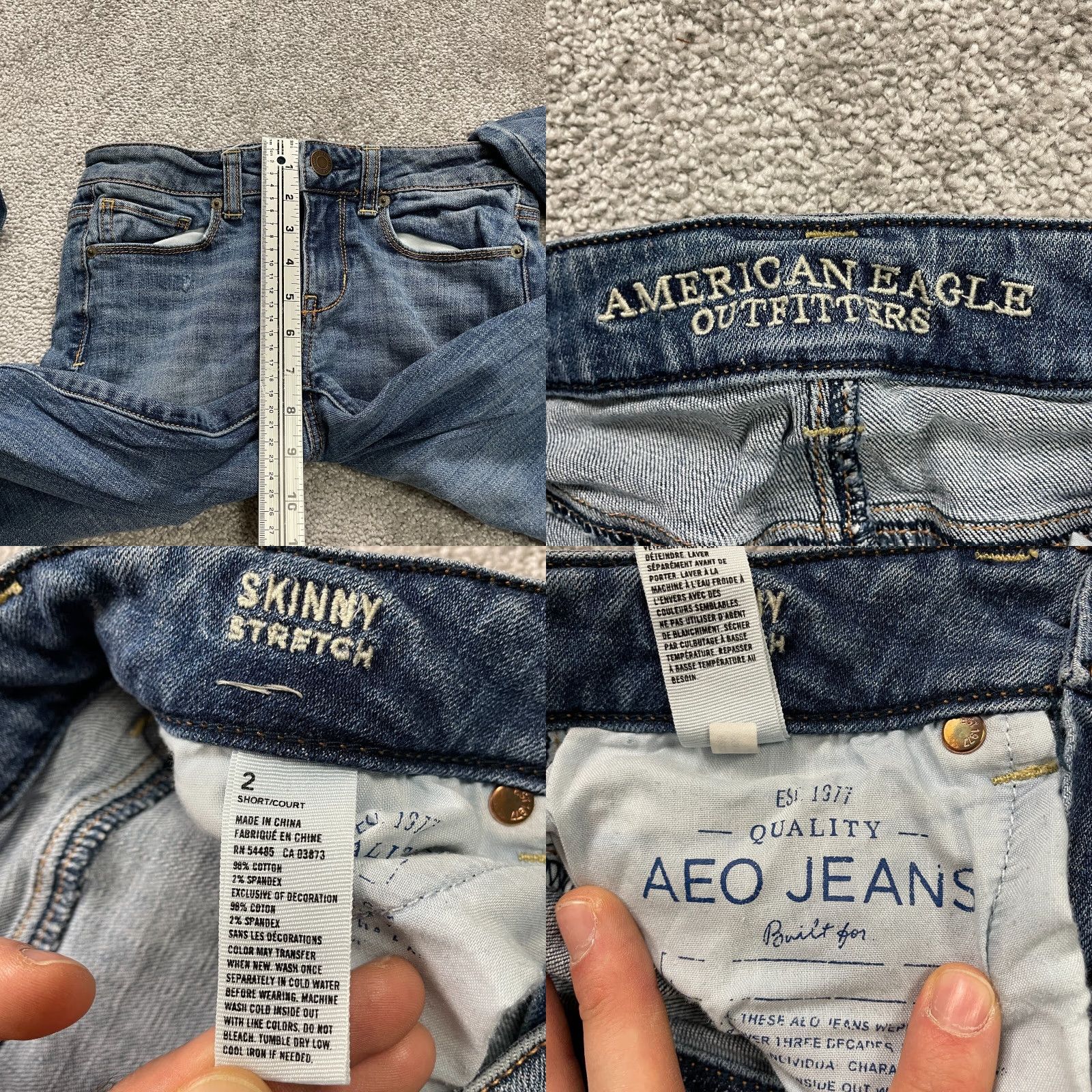American Eagle Outfitters VINTAGE American Eagle Skinny Jeans Women 28x28 Blue Distressed Mid Rise Cotton Blend 2010s Fashion Size 26" / US 2 / IT 38 - 8 Thumbnail