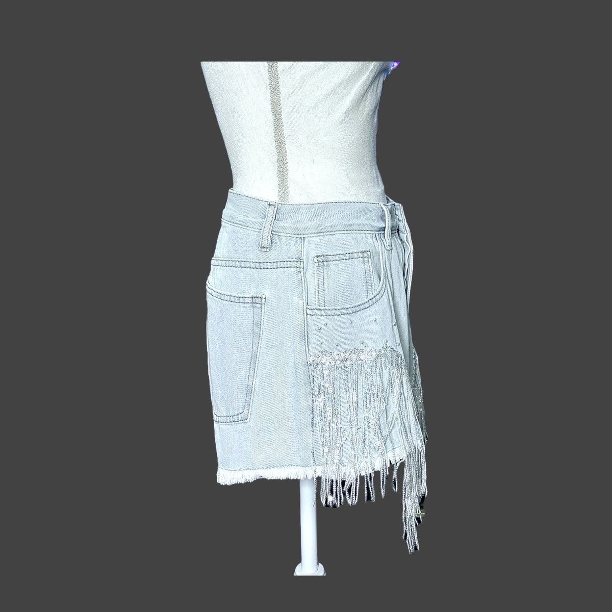 Other On Twelfth Light Indigo Sequin & Fringed Denim Shorts Sz M Size 28" / US 6 / IT 42 - 9 Thumbnail