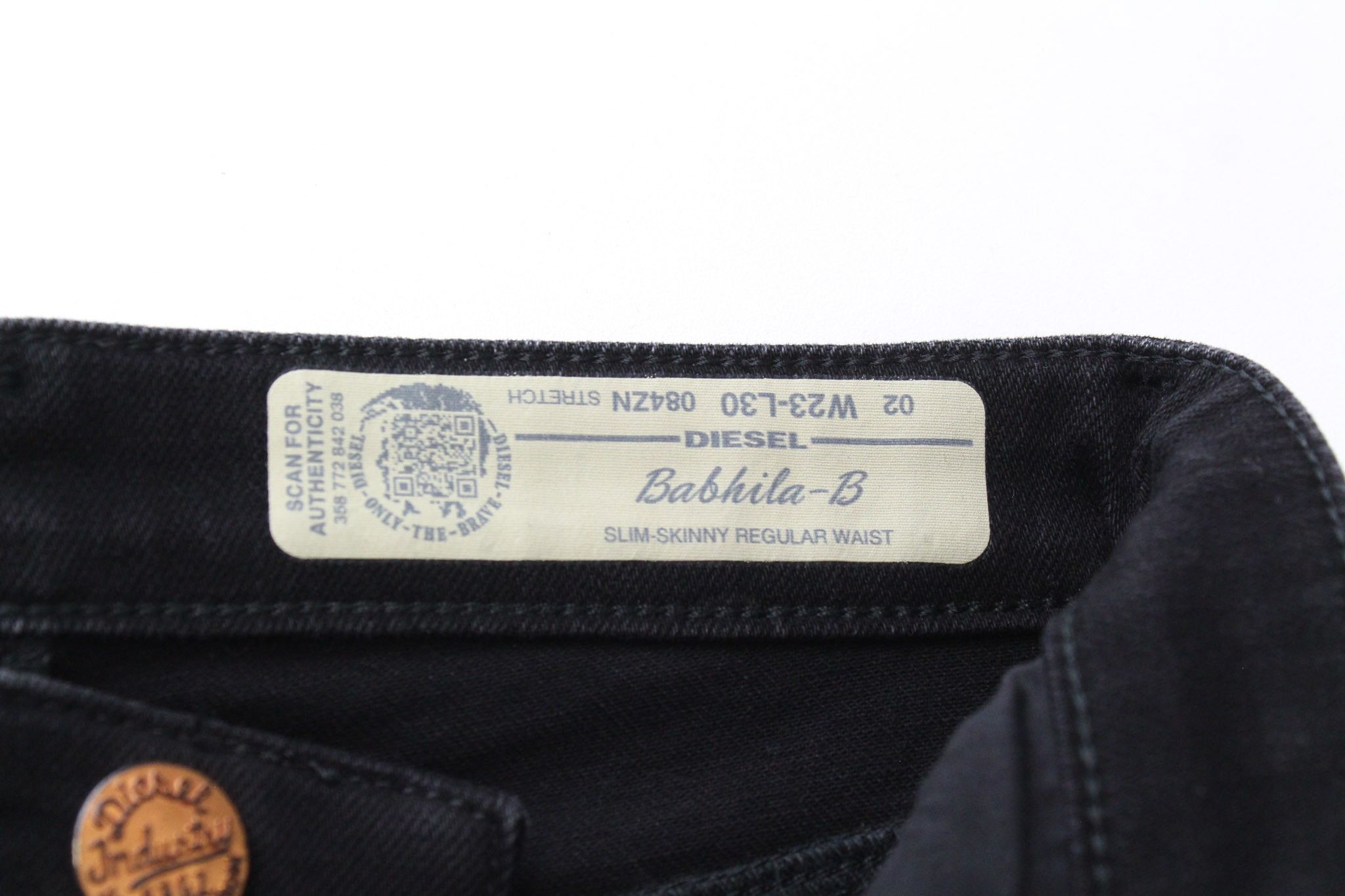 Diesel BABHILA-B 084ZN W23/L30 Black Stretch Distress Jeans 69742 Size 23" - 5 Thumbnail