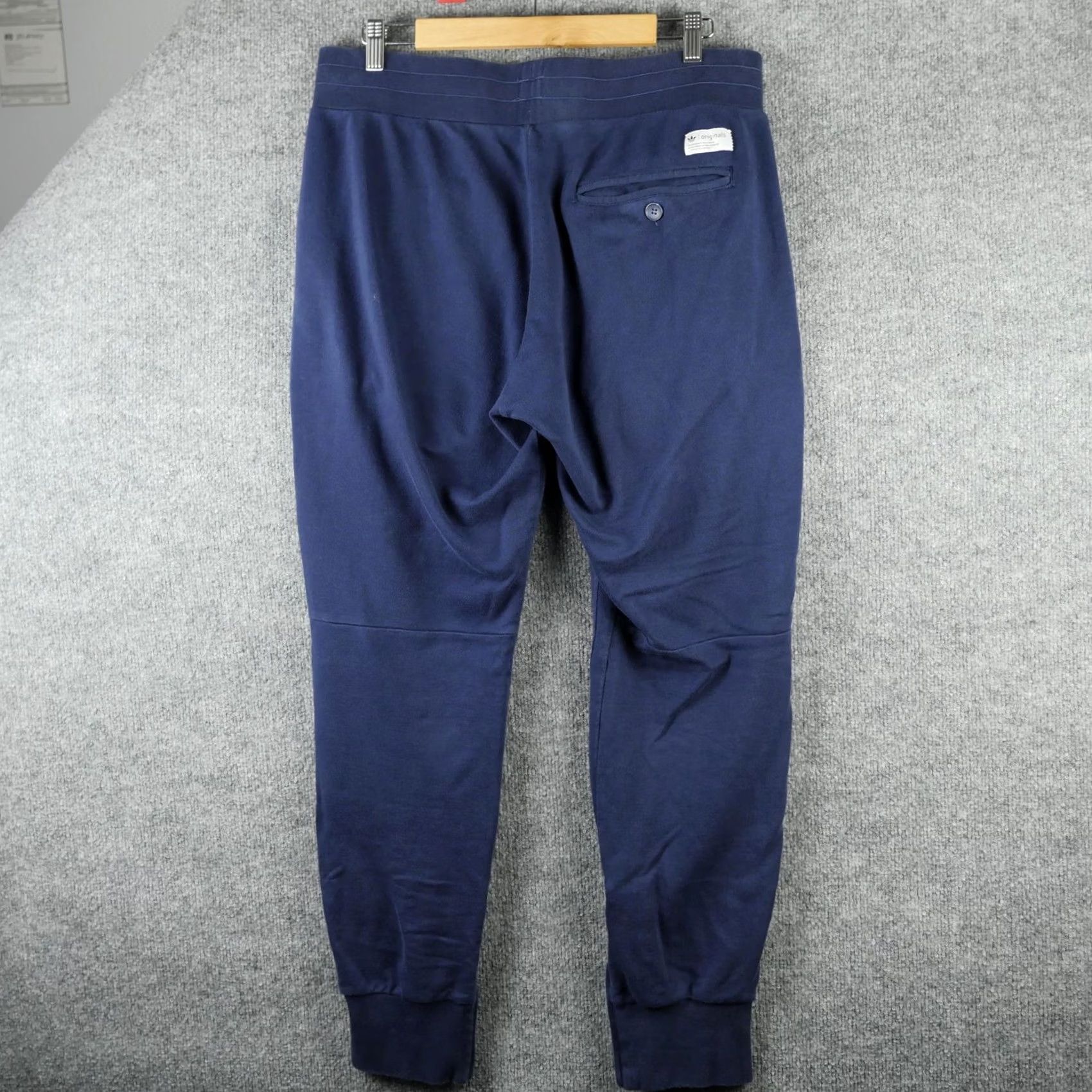 Adidas Adidas Originals Pants Mens Large Blue Fleece Joggers Sweatpants Zip Pockets Size US 33 - 5 Thumbnail