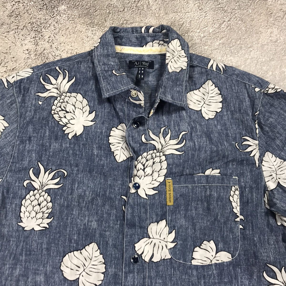 VINTAGE SHIRT ARMANI JEANS PINEAPPLE PRINT STREETWEAR Y2K