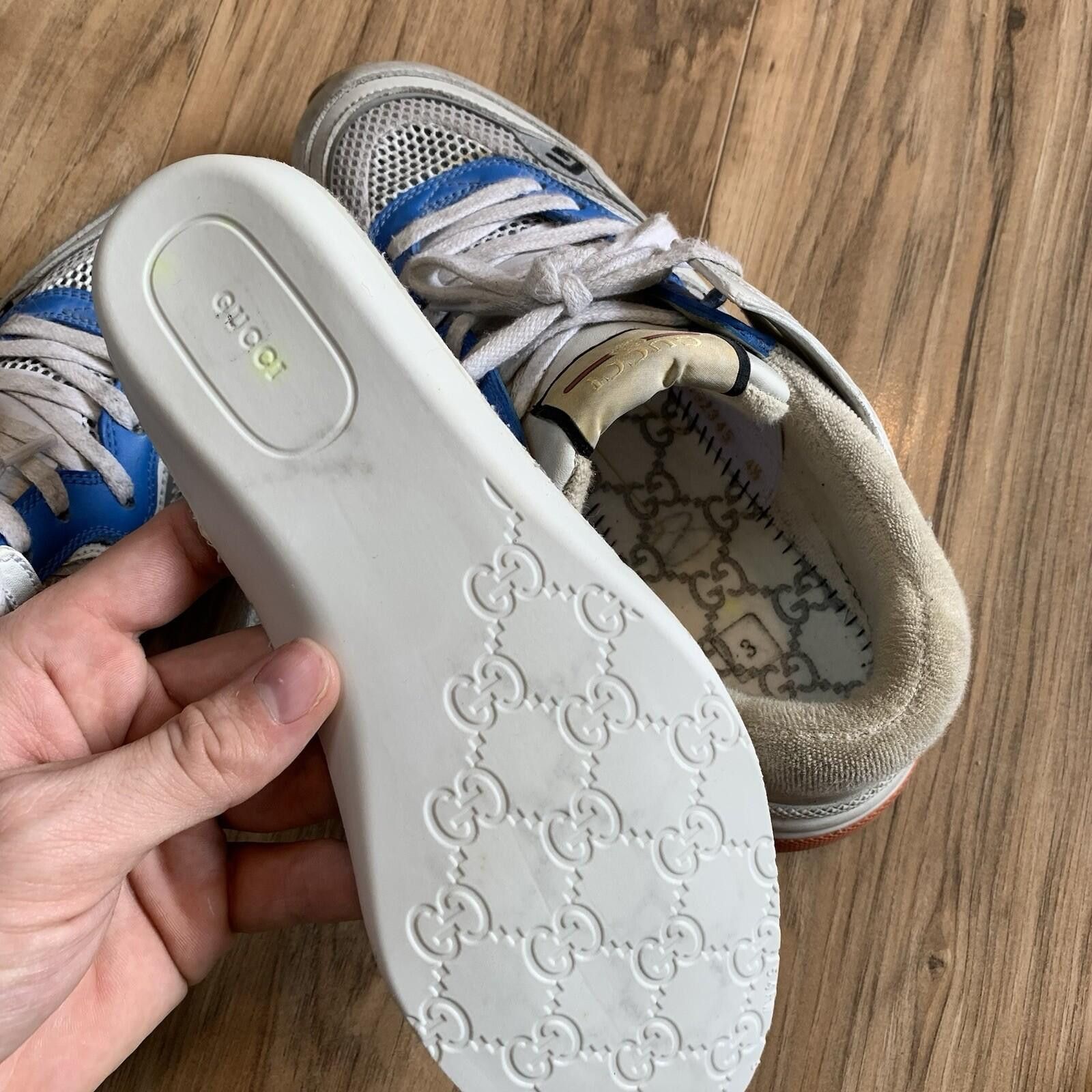 Gucci Gucci Ultrapace Leather Sneakers White Blue Size 7.5 US Mens Size US 7.5 / EU 40-41 - 7 Thumbnail