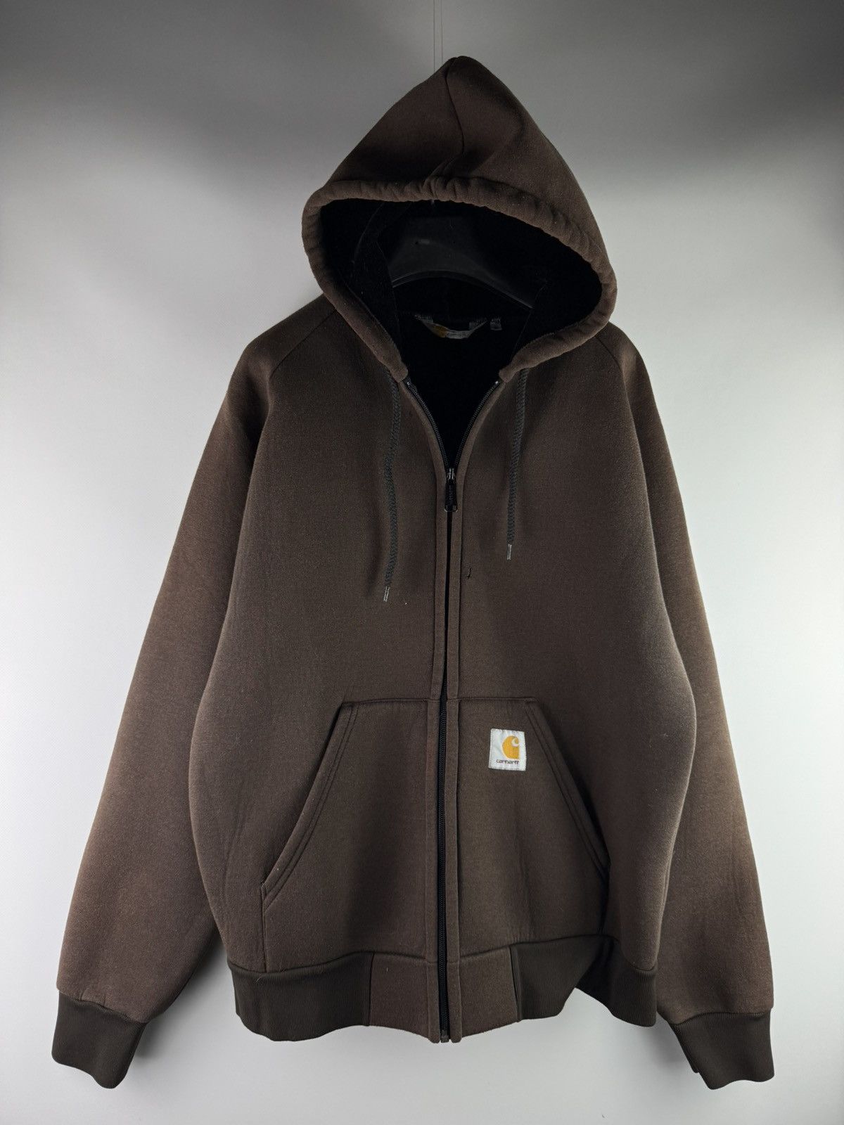Carhartt Vintage 00s Carhartt Car Lux Hooded Thermo Sweat Brown Size US L / EU 52-54 / 3 - 1 Thumbnail