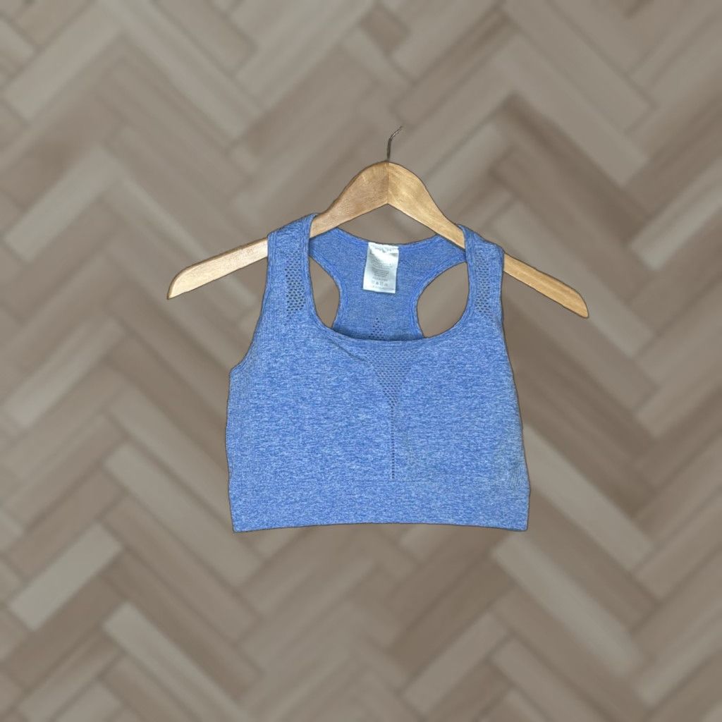 Vintage Buff Bunny Sports Bra Women’s Large Heather Blue Size ONE SIZE - 1 Thumbnail