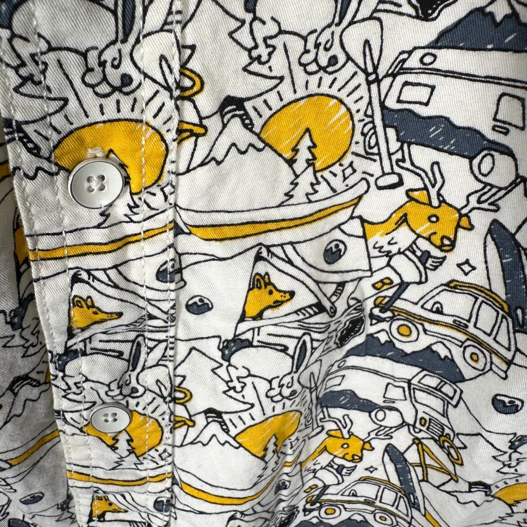 KAVU KAVU Mens Long Sleeve Button-Up Shirt Adventure Camper Print White XL Size US XL / EU 56 / 4 - 4 Thumbnail