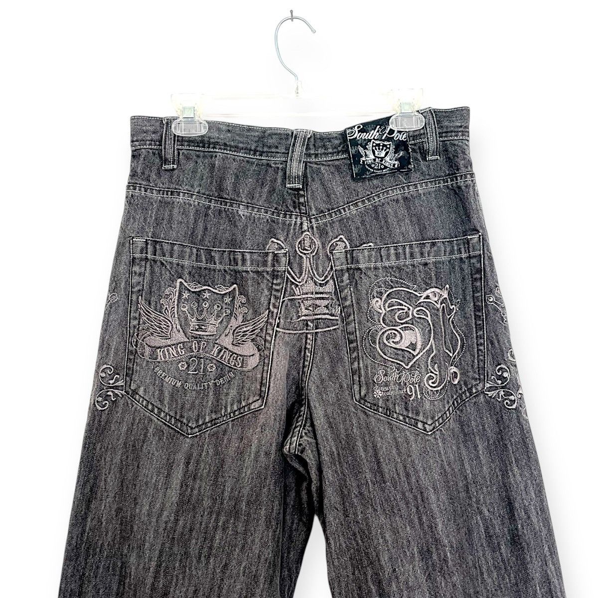 Southpole southpole king of kings stonewashed embroidered baggy jeans Size US 34 / EU 50 - 1 Thumbnail