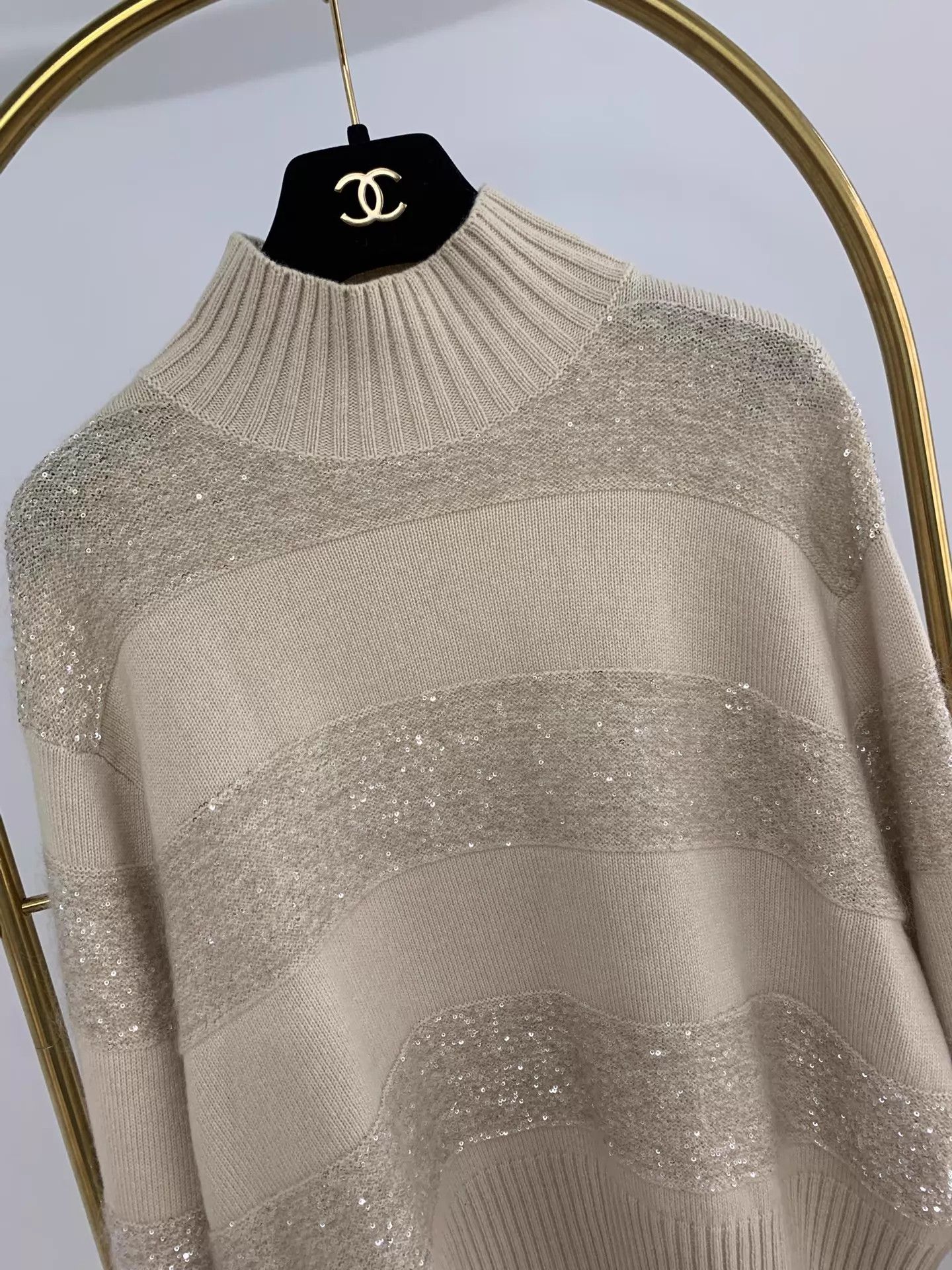 Brunello Cucinelli BC Sequin-Striped Collar Cashmere Wool Sweater S New Size S / US 4 / IT 40 - 2 Thumbnail