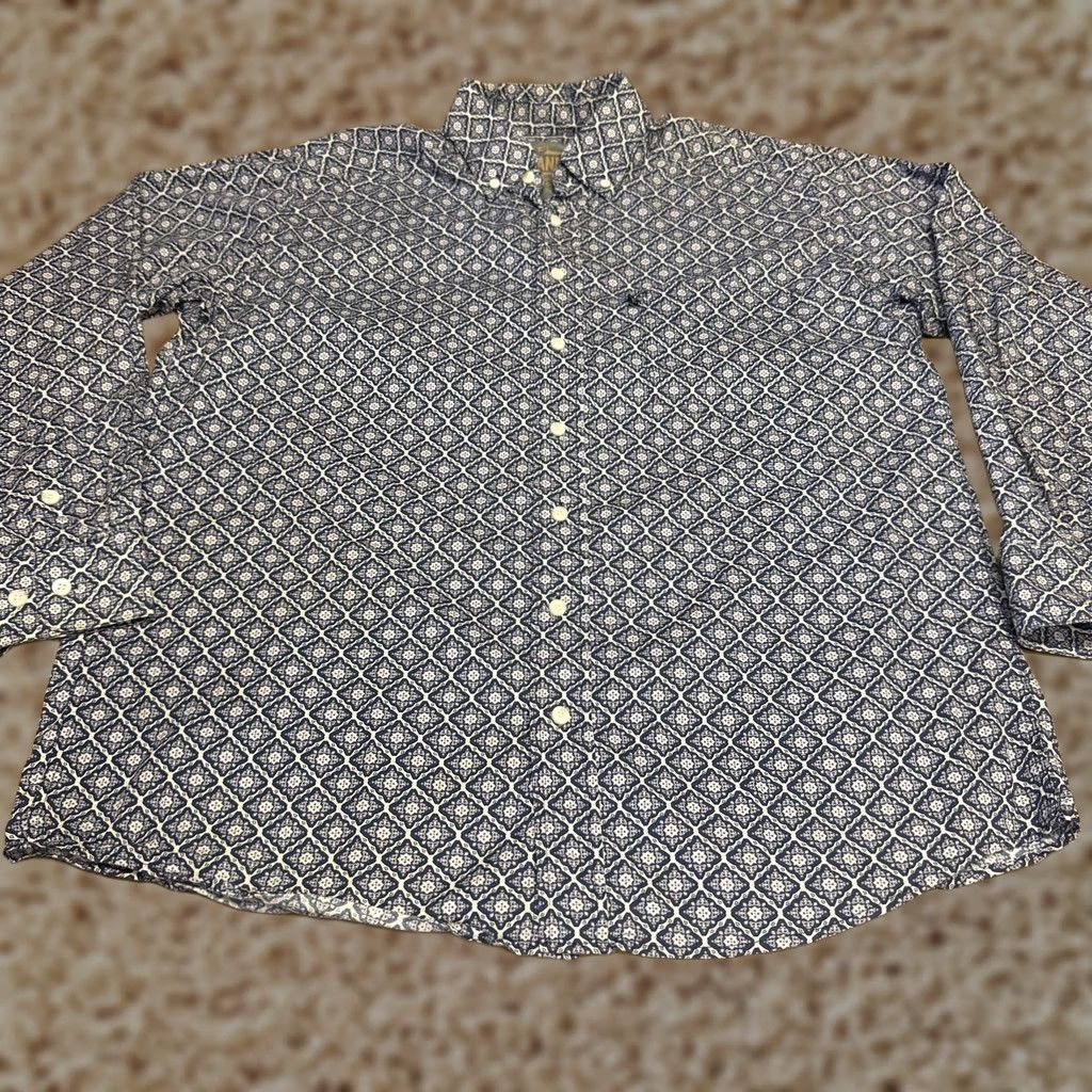 Vintage Panhandle Mens Medium Blue Geometric Long Sleeve Button-Down Shirt Shirt casual Western Stretch Size US M / EU 48-50 / 2 - 1 Thumbnail