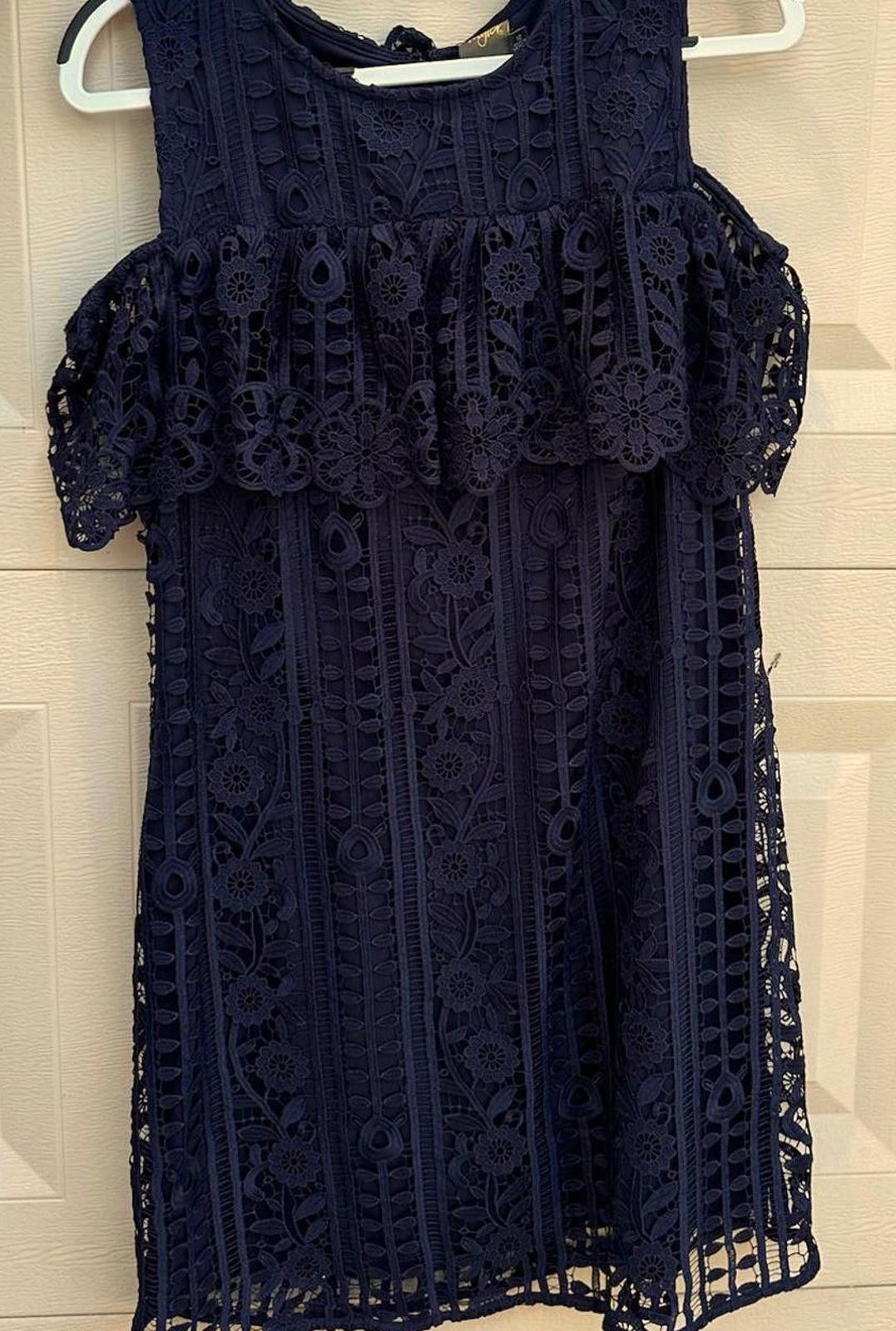 Ann Taylor Elegant Navy Blue Lace Dress by Taylor - Size 12 Size XL / US 12-14 / IT 48-50 - 1 Thumbnail