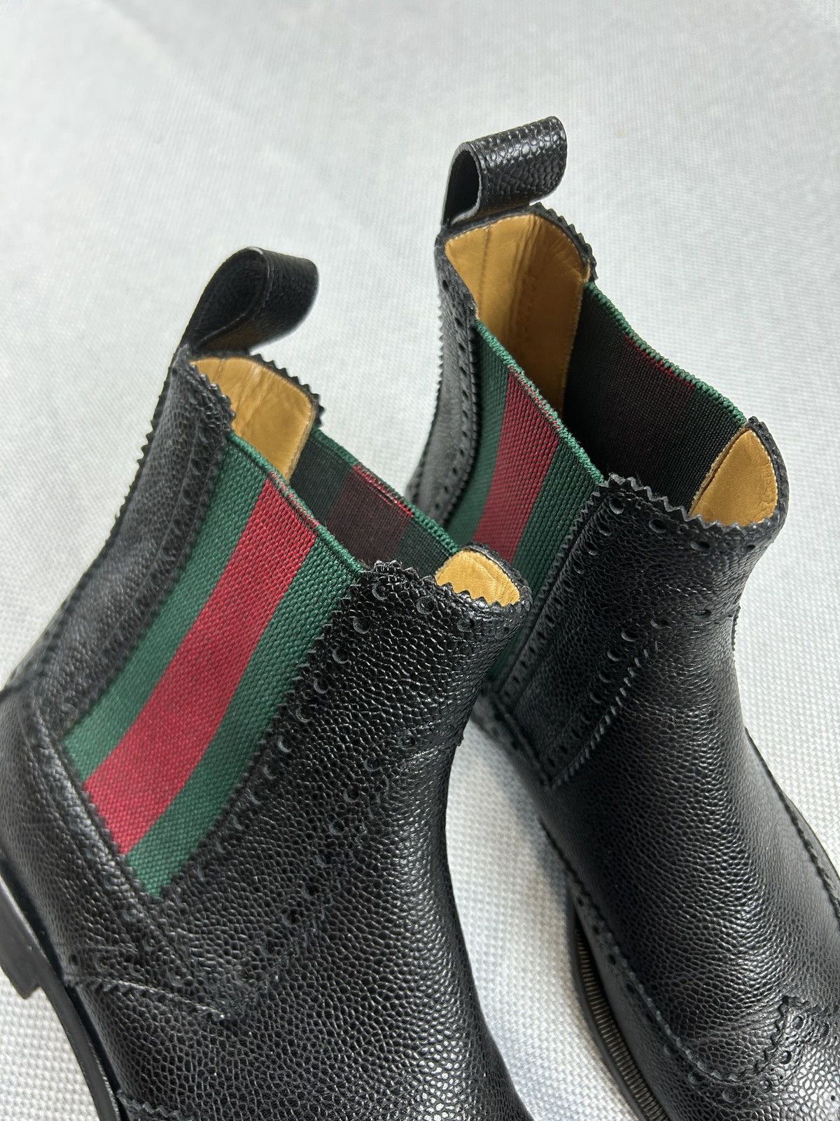 Gucci Gucci Strand Web Wing Tip Black Leather Chelsea Boots Shoes Size US 8 / EU 41 - 15 Thumbnail