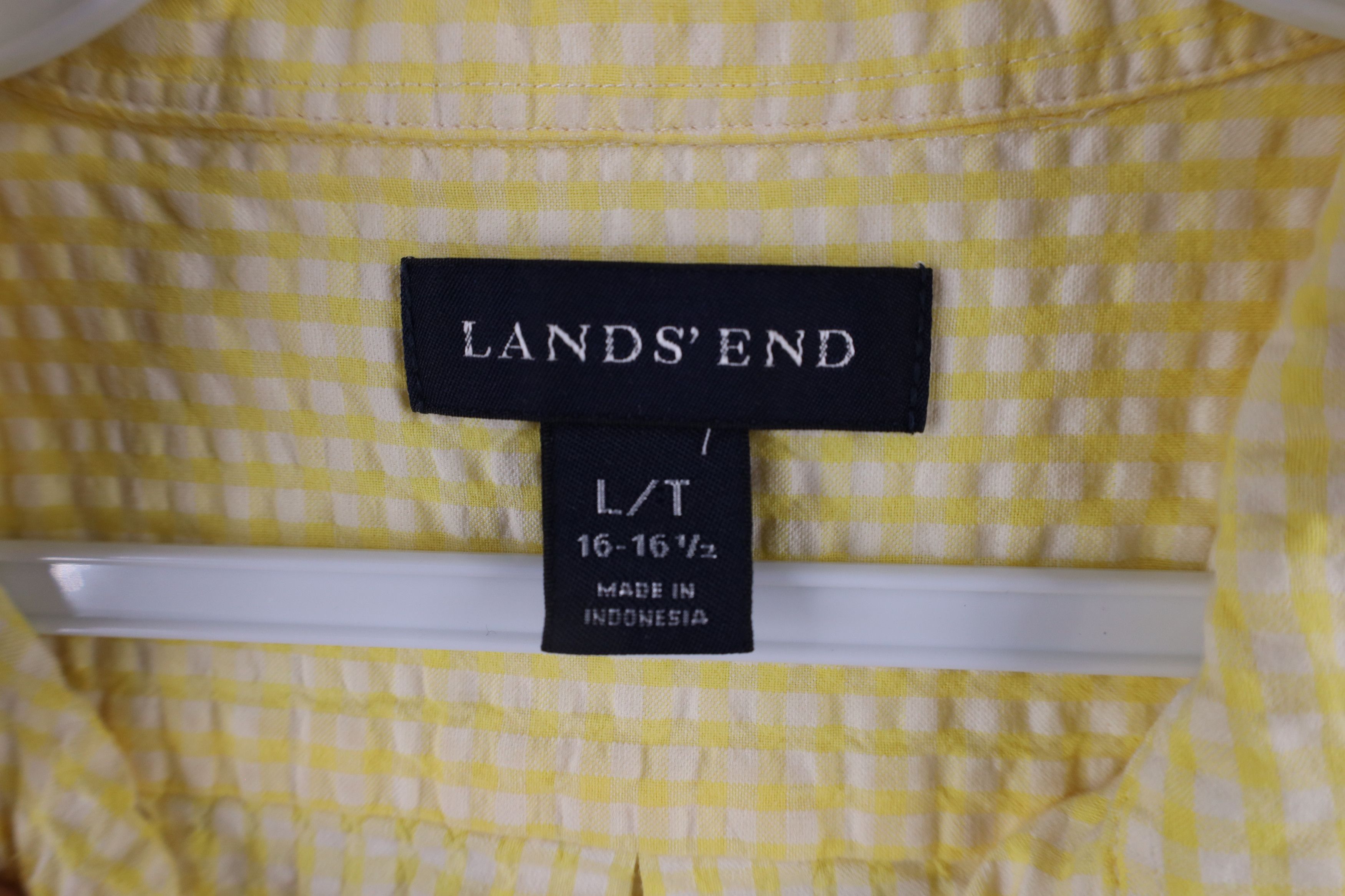 Lands' End × Vintage Vintage Lands End Seer Sucker Short Sleeve Button Down Shirt Size US L / EU 52-54 / 3 - 5 Thumbnail