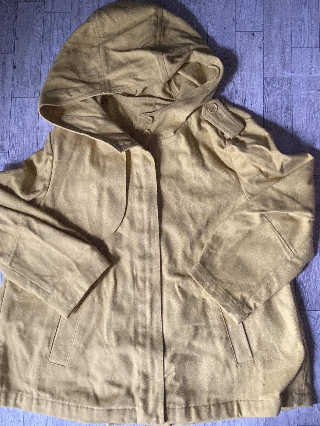 Gap Gap, Mustard, Tent Style, Hooded Jean Jacket Size M / US 6-8 / IT 42-44 - 5 Thumbnail