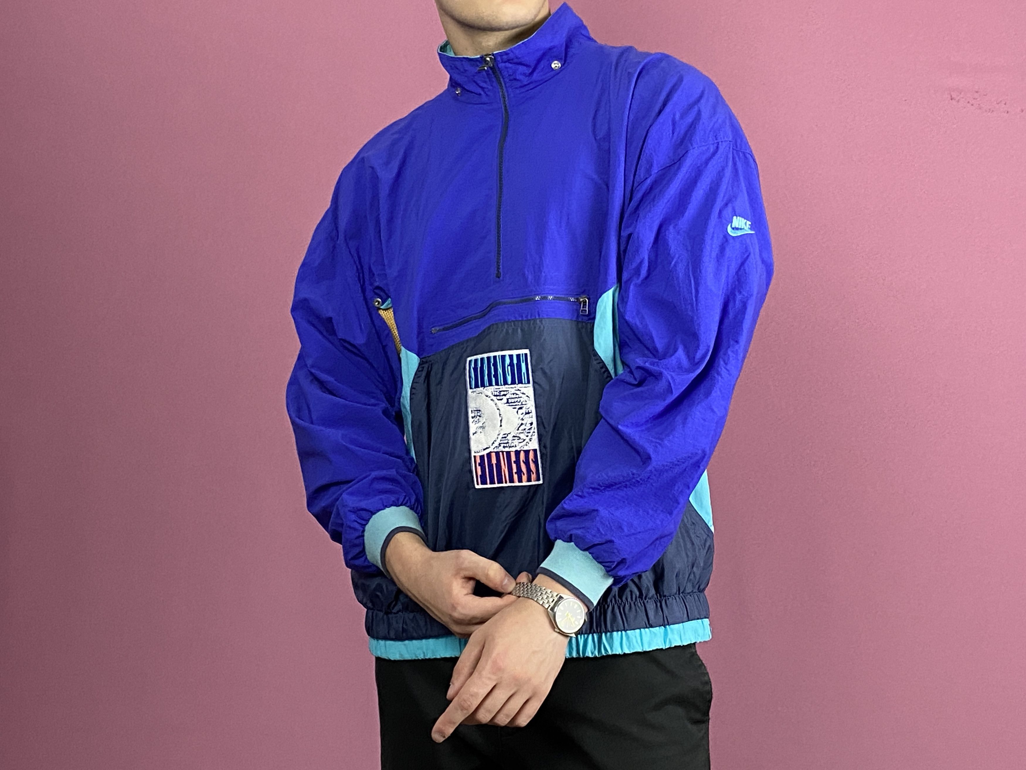 Nike × Vintage 80s Nike Strength Fitness Vintage Men's Windbreaker Jacket Size US L / EU 52-54 / 3 - 5 Thumbnail